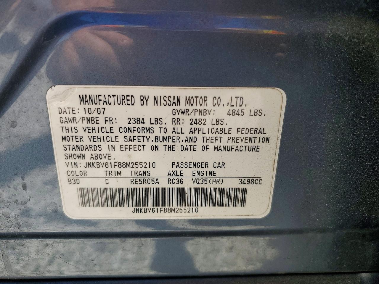 2008 Infiniti G35 X Blue vin: JNKBV61F88M255210