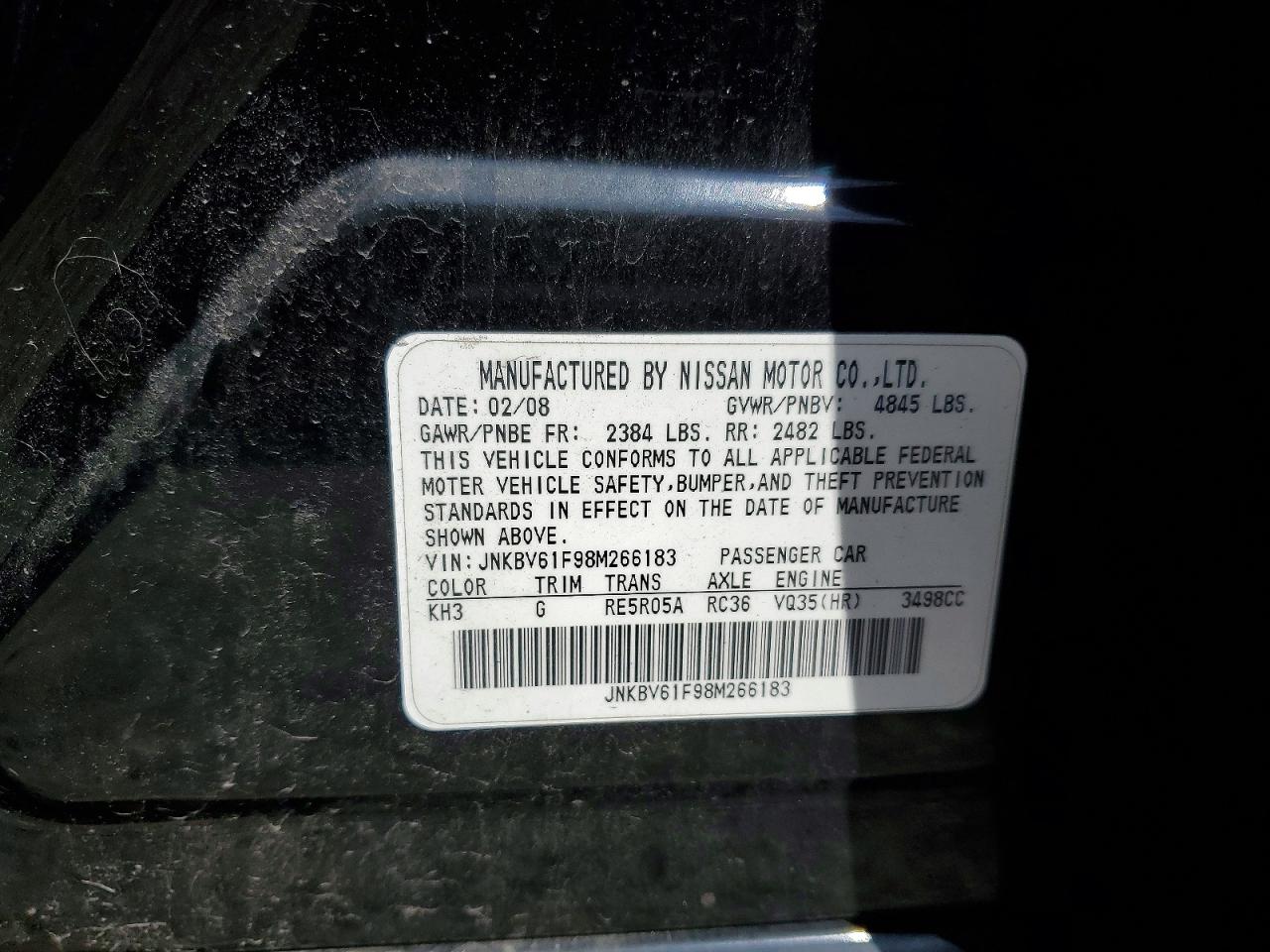2008 Infiniti G35 X Black vin: JNKBV61F98M266183