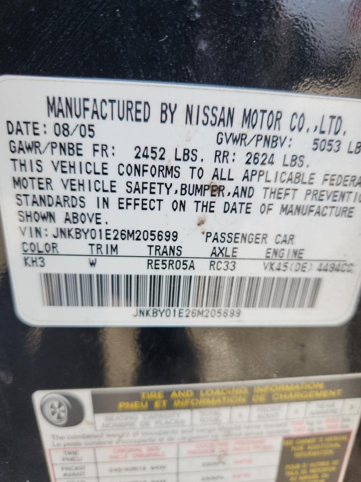 2006 Infiniti M45 Base Black vin: JNKBY01E26M205699