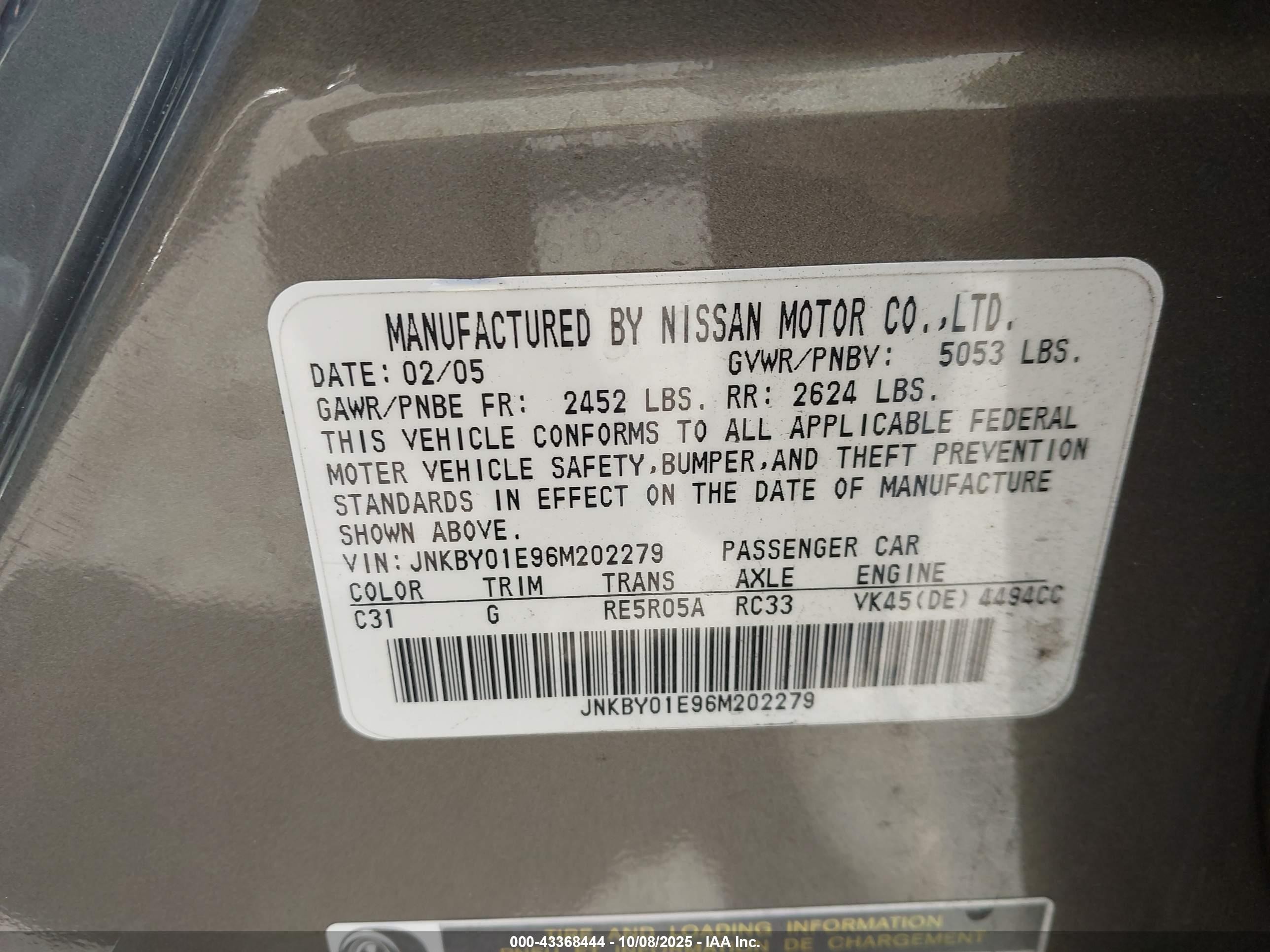 2006 Infiniti M45 Sport Brown vin: JNKBY01E96M202279