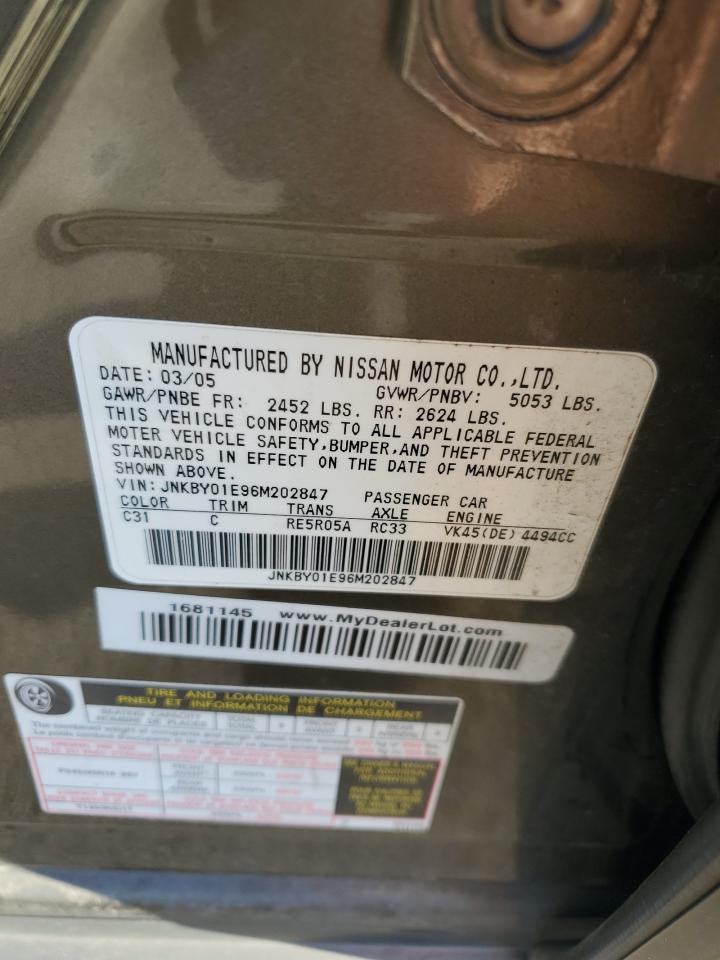 2006 Infiniti M45 Base Brown vin: JNKBY01E96M202847