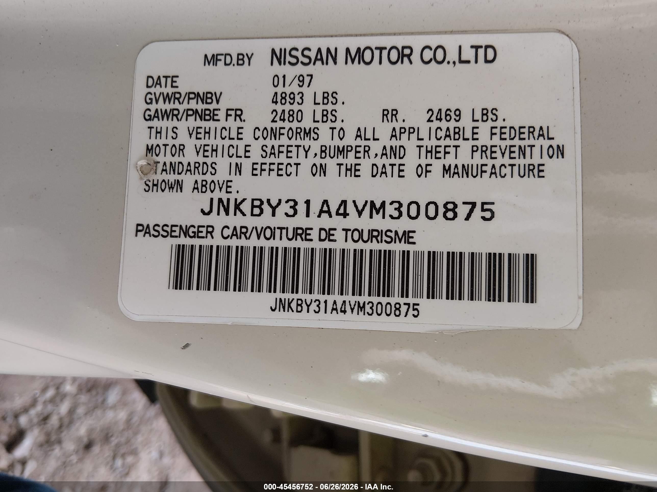 1997 Infiniti Q45 Touring White vin: JNKBY31A4VM300875