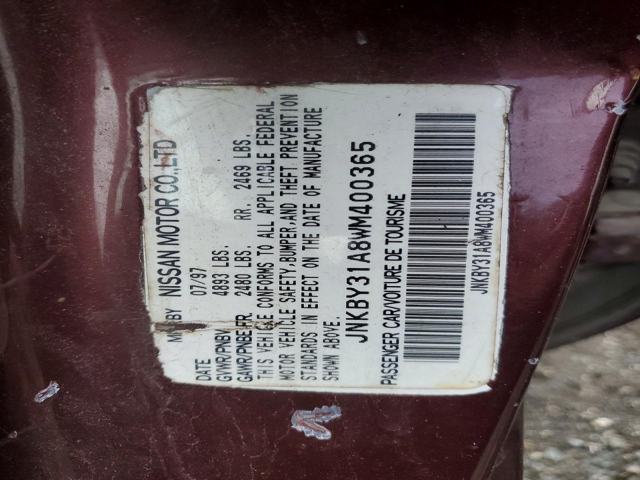 1998 Infiniti Q45 Base Burgundy vin: JNKBY31A8WM400365