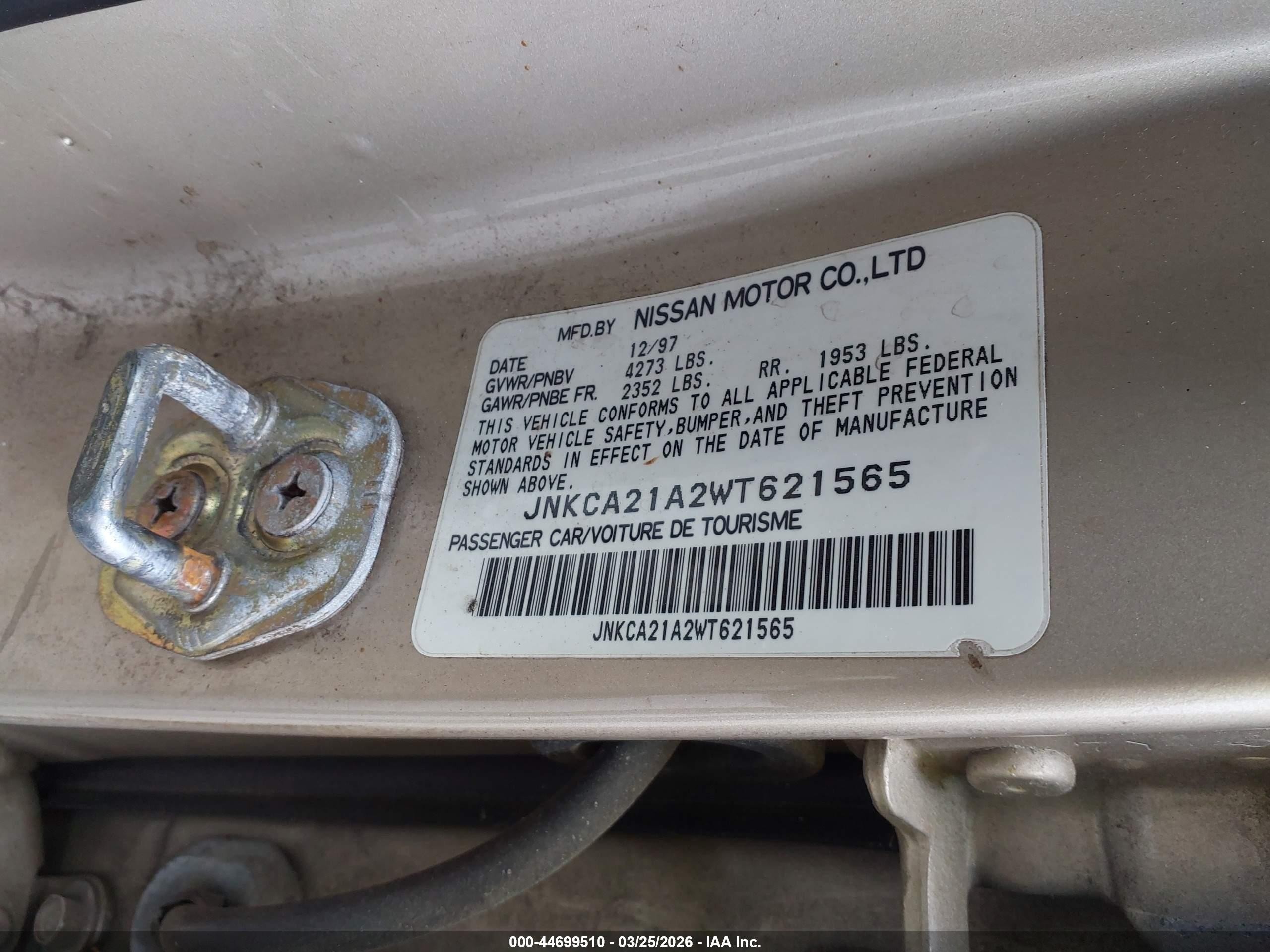 1998 Infiniti I30 Standard/touring Gold vin: JNKCA21A2WT621565