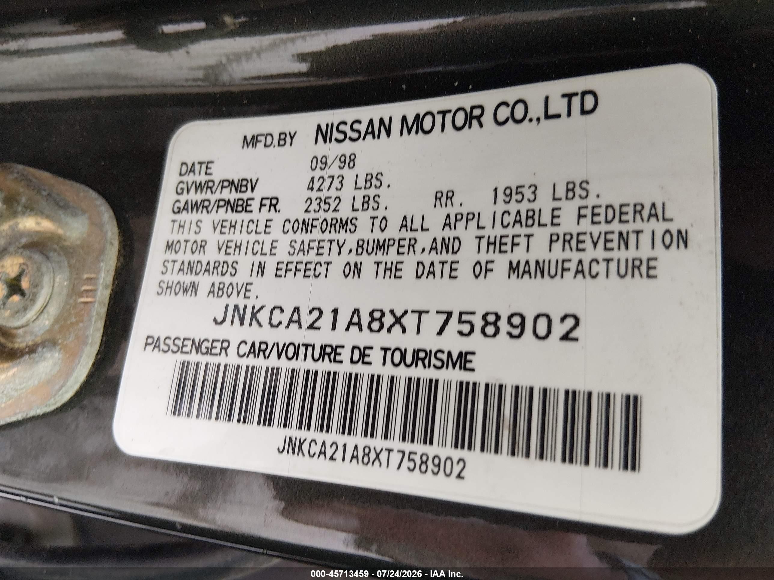 1999 Infiniti I30 Limited/standard/touring Blue vin: JNKCA21A8XT758902