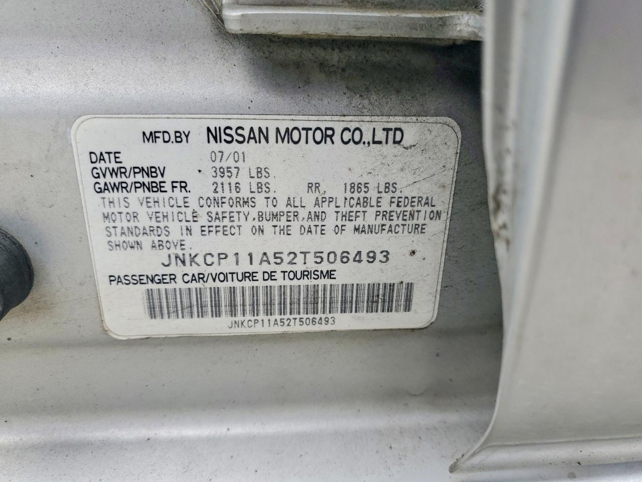 2002 Infiniti G20 Base Silver vin: JNKCP11A52T506493