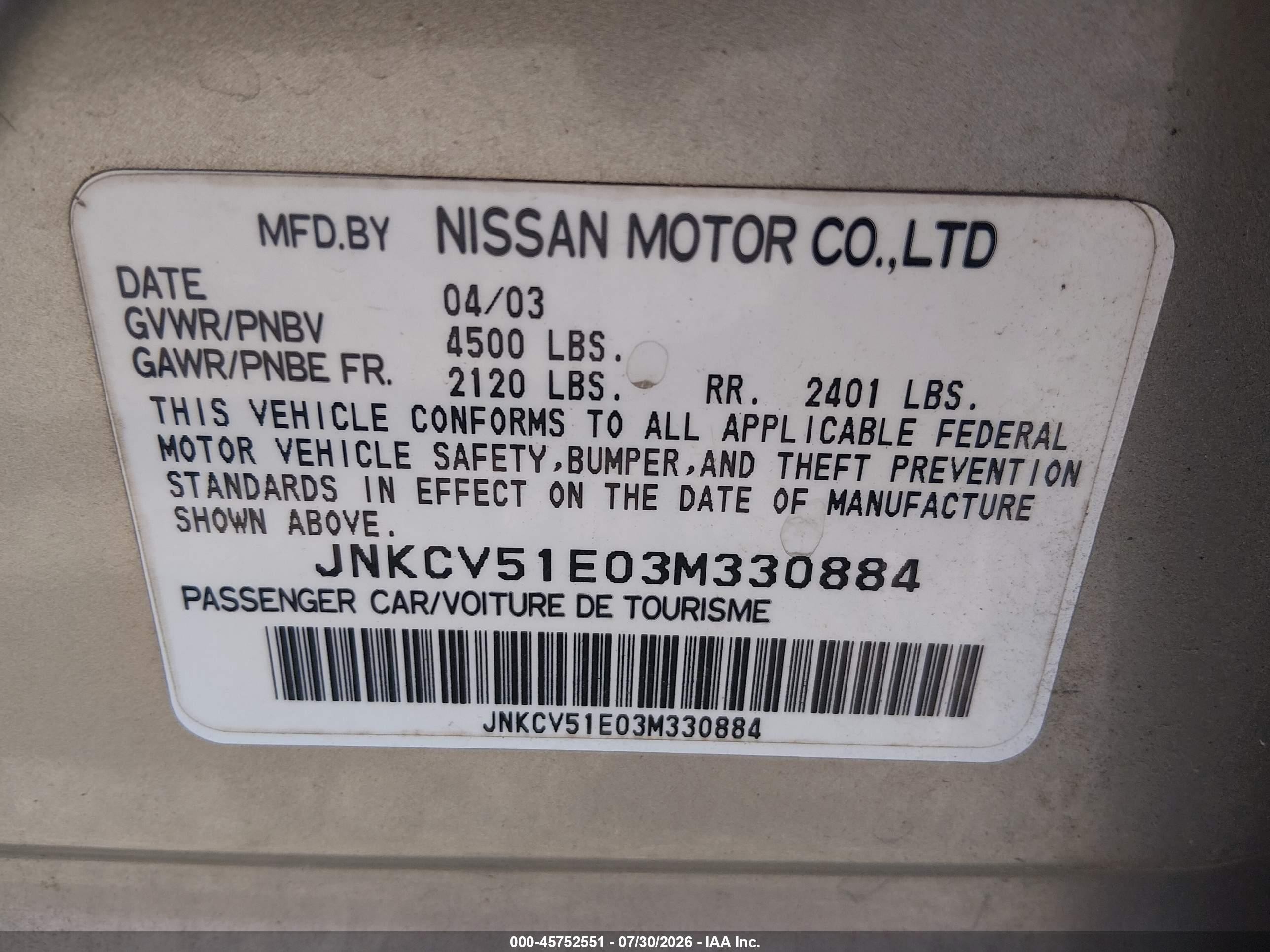 2003 Infiniti G35 Luxury Leather Серебряный vin: JNKCV51E03M330884