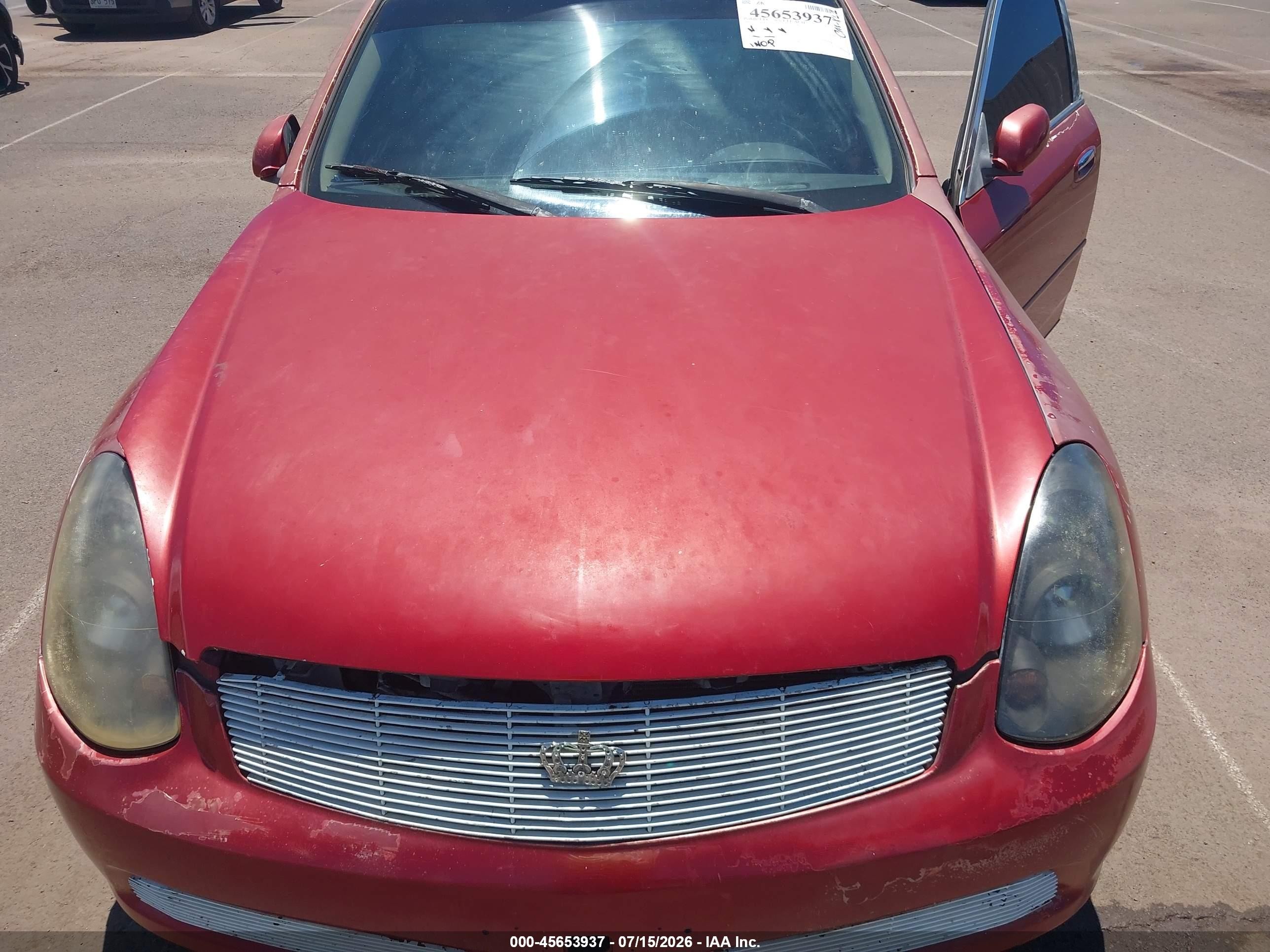 2005 Infiniti G35   Красный vin: JNKCV51E05M200316