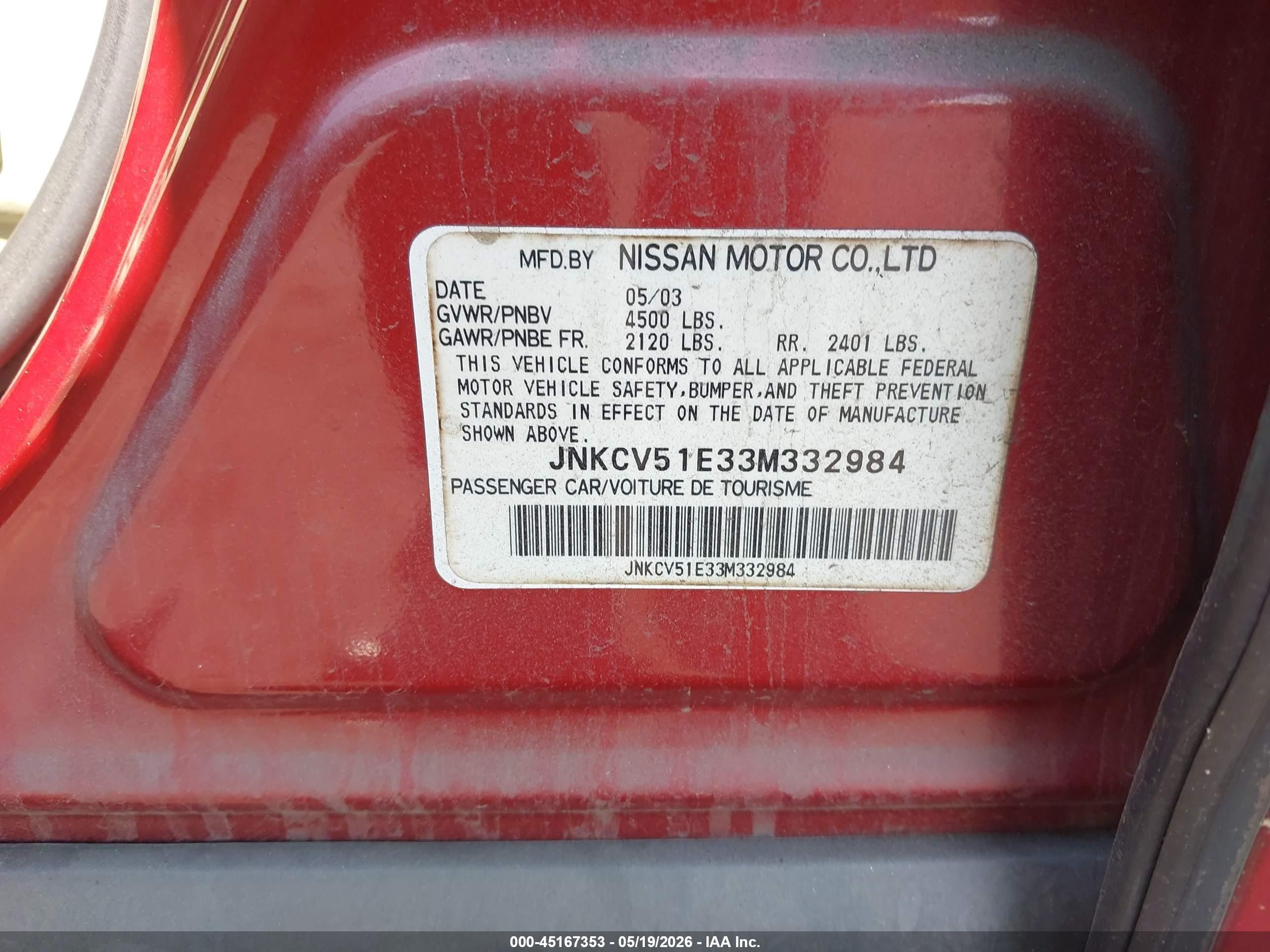 2003 Infiniti G35 Luxury Leather Red vin: JNKCV51E33M332984