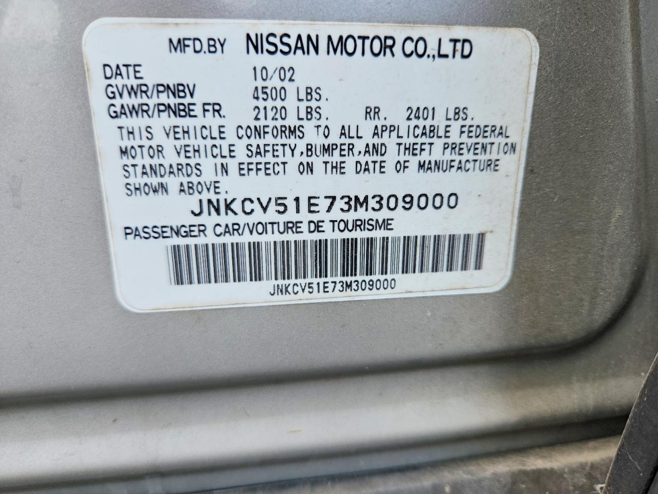 2003 Infiniti G35 Base Silver vin: JNKCV51E73M309000