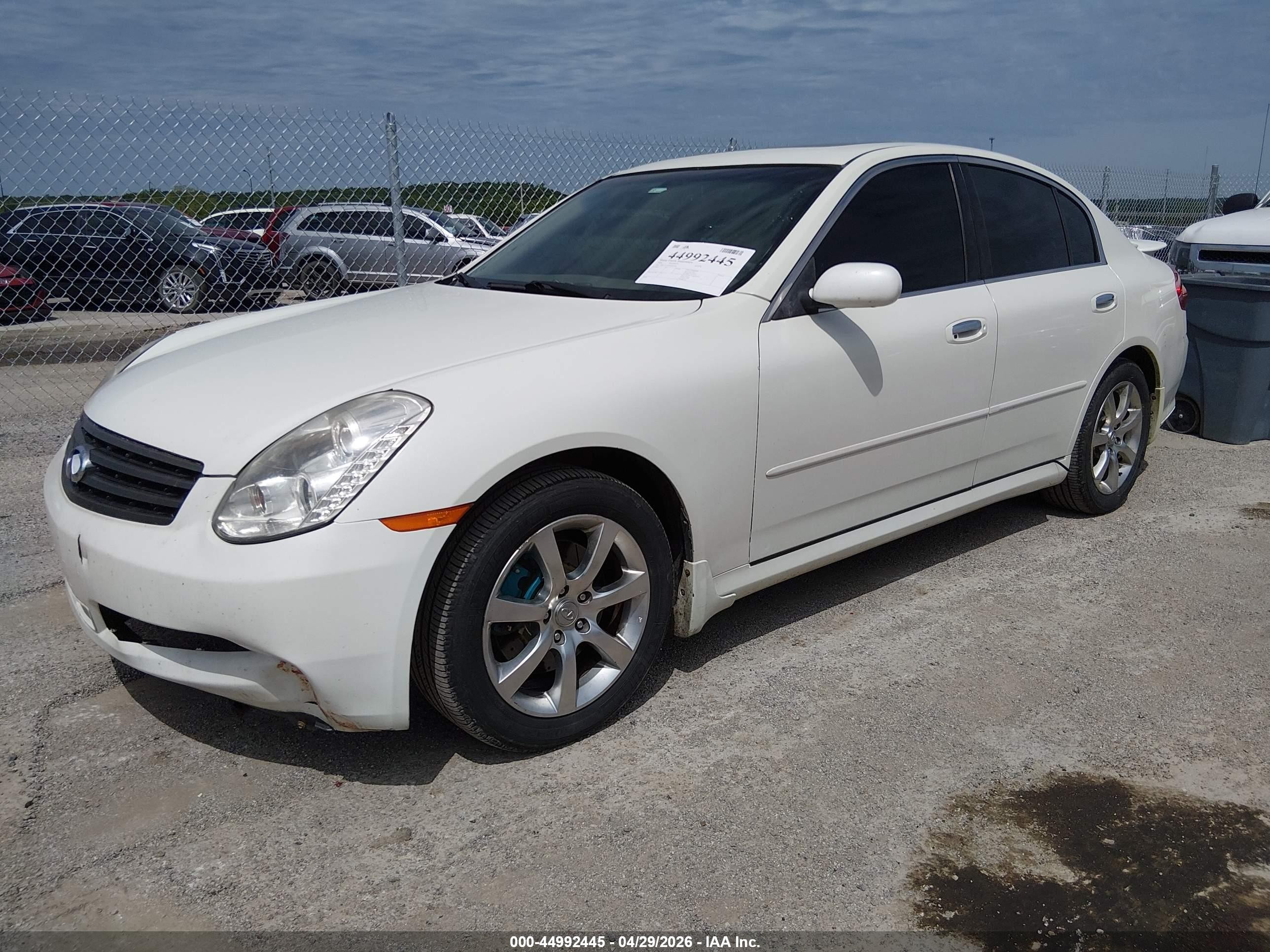 2006 Infiniti G35x   White vin: JNKCV51F36M607993