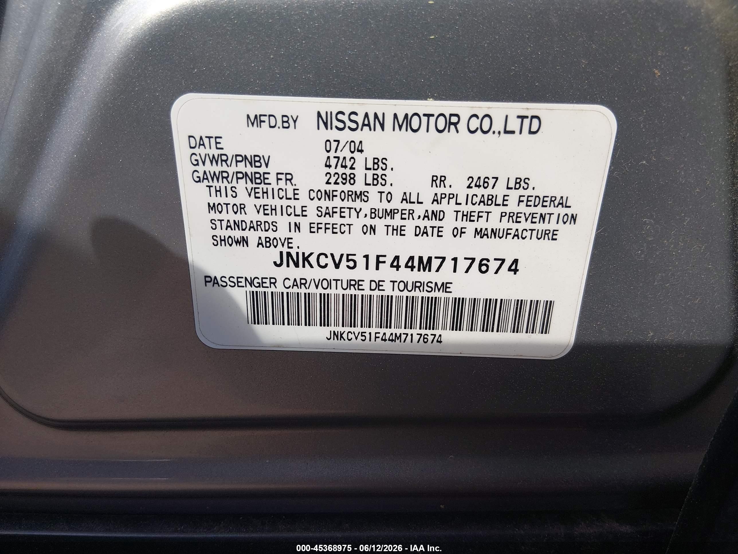 2004 Infiniti G35x Silver vin: JNKCV51F44M717674