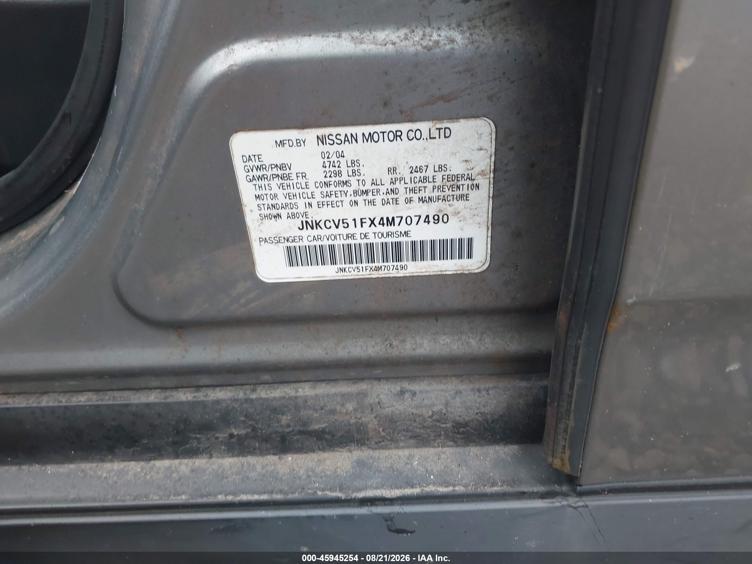 2004 Infiniti G35x   Серебряный vin: JNKCV51FX4M707490
