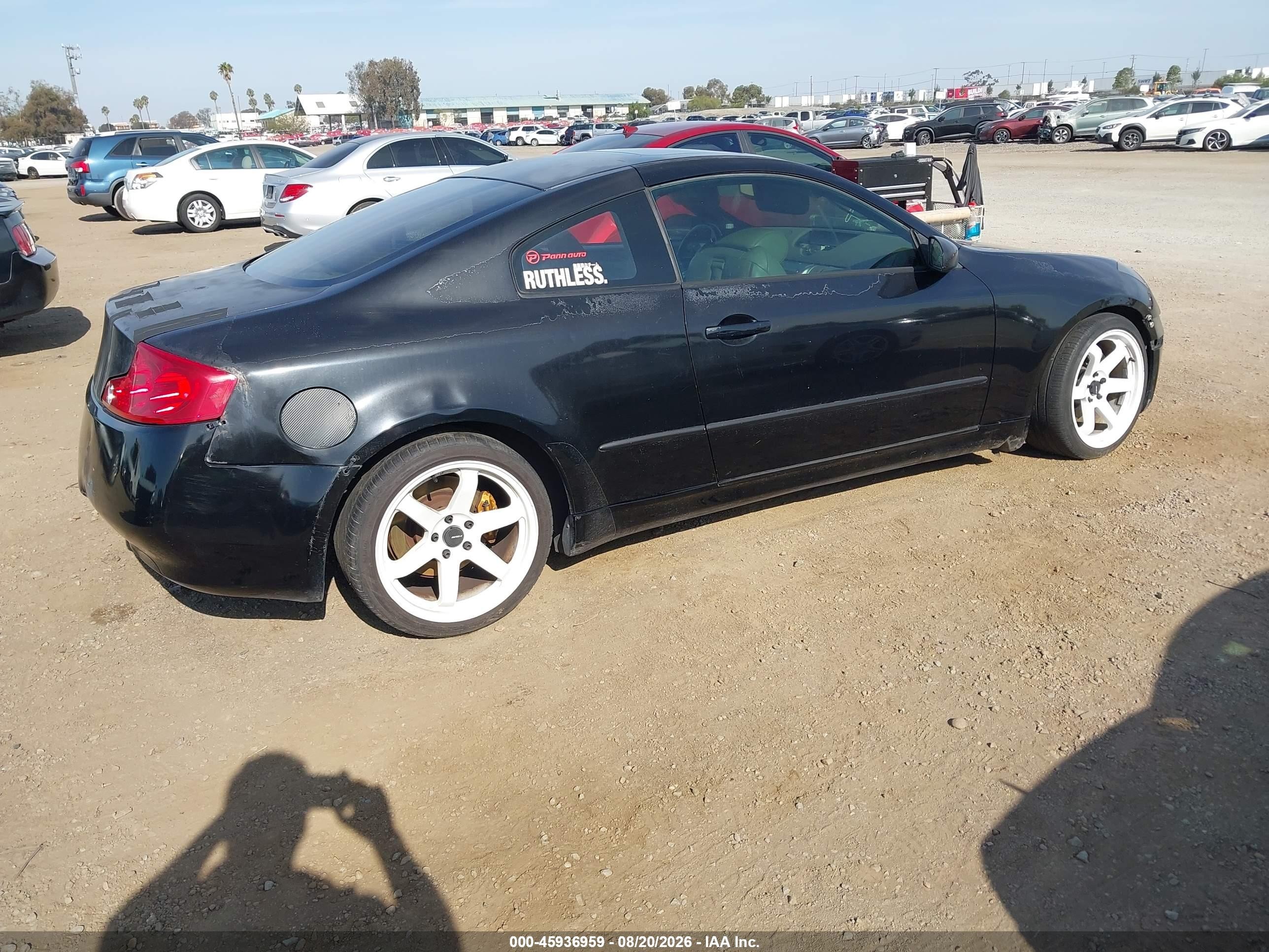2003 Infiniti G35 Base W/6 Speed Manual Black vin: JNKCV54E03M208957