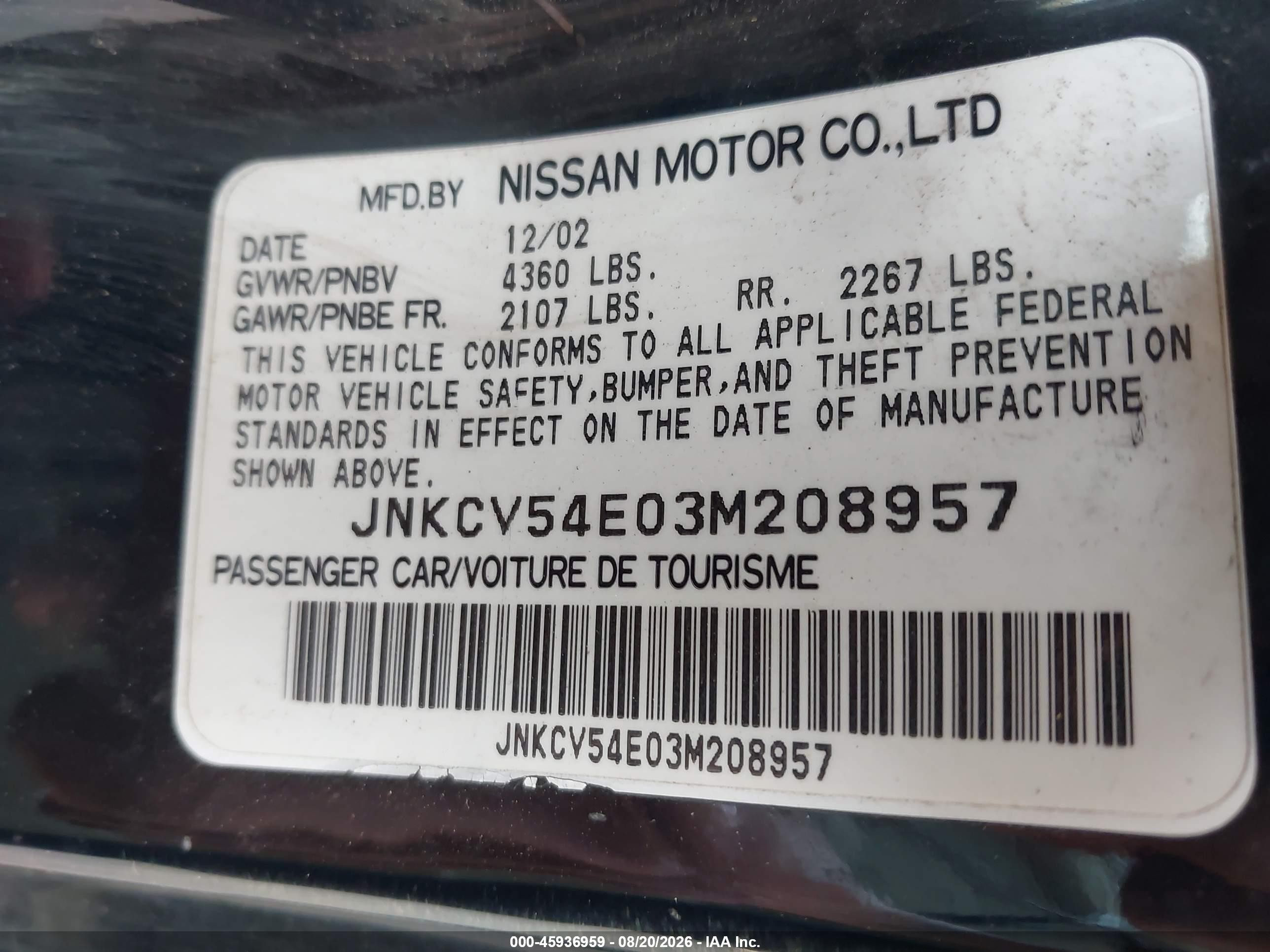 2003 Infiniti G35 Base W/6 Speed Manual Black vin: JNKCV54E03M208957