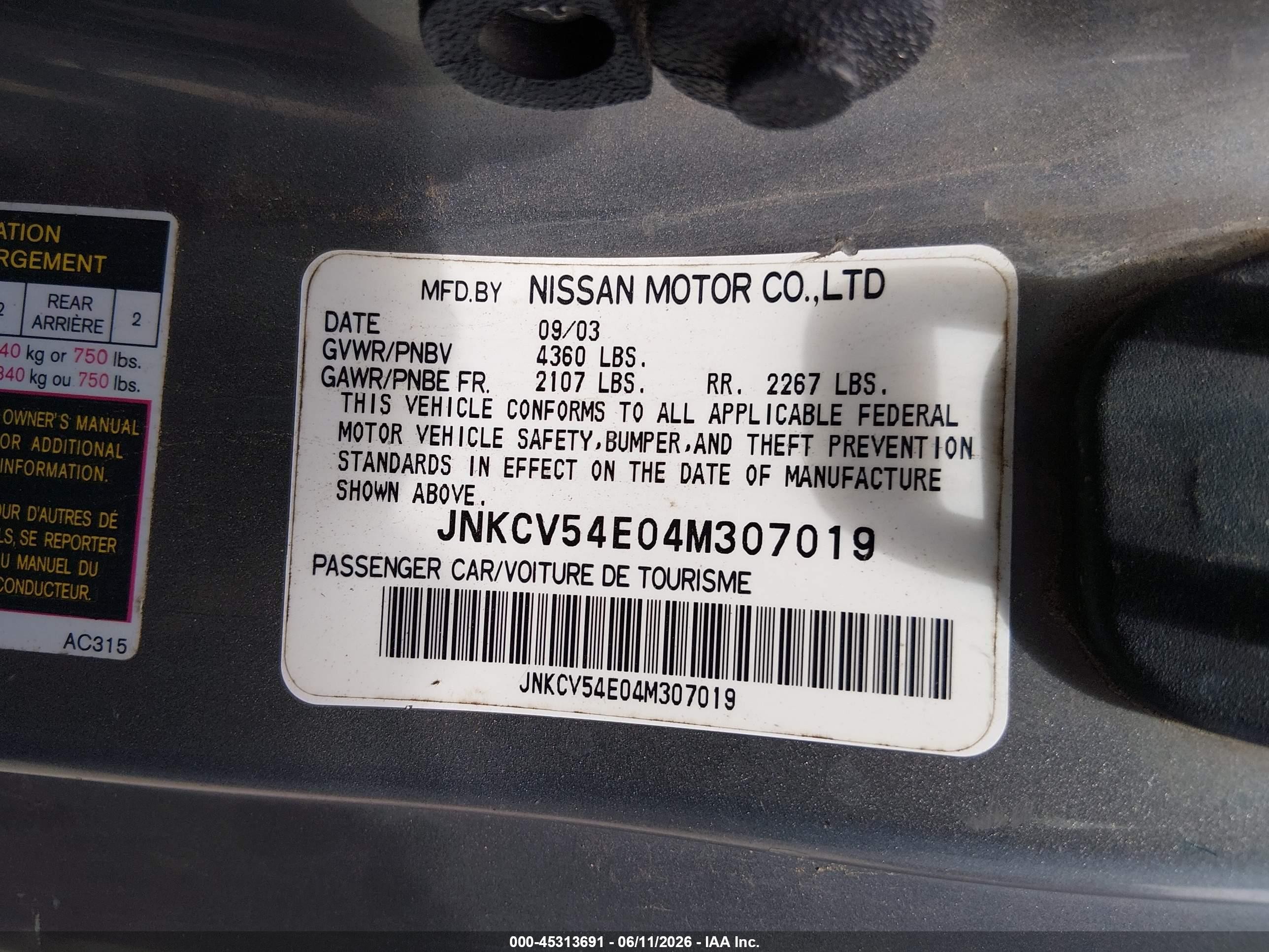 2004 Infiniti G35   Silver vin: JNKCV54E04M307019