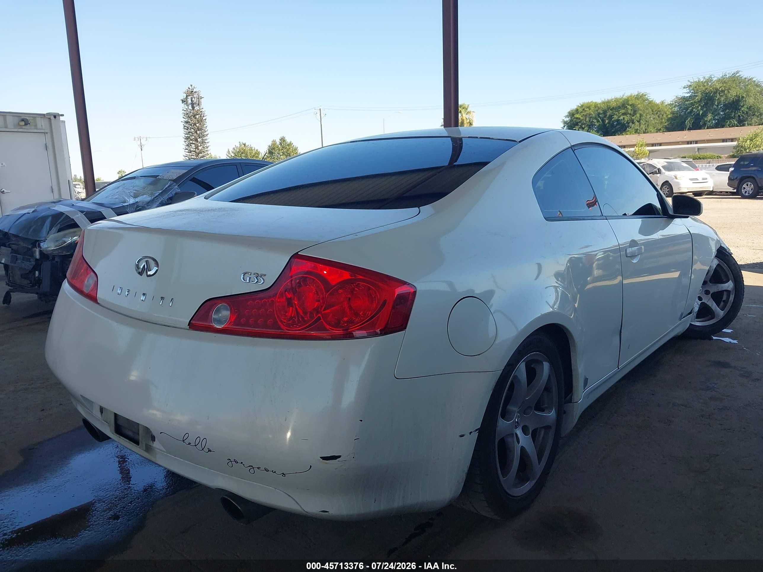 2003 Infiniti G35 Base W/leather White vin: JNKCV54E13M218400
