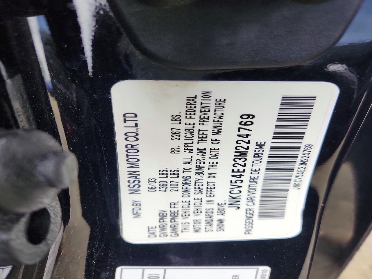 2003 Infiniti G35 Base Black vin: JNKCV54E23M224769