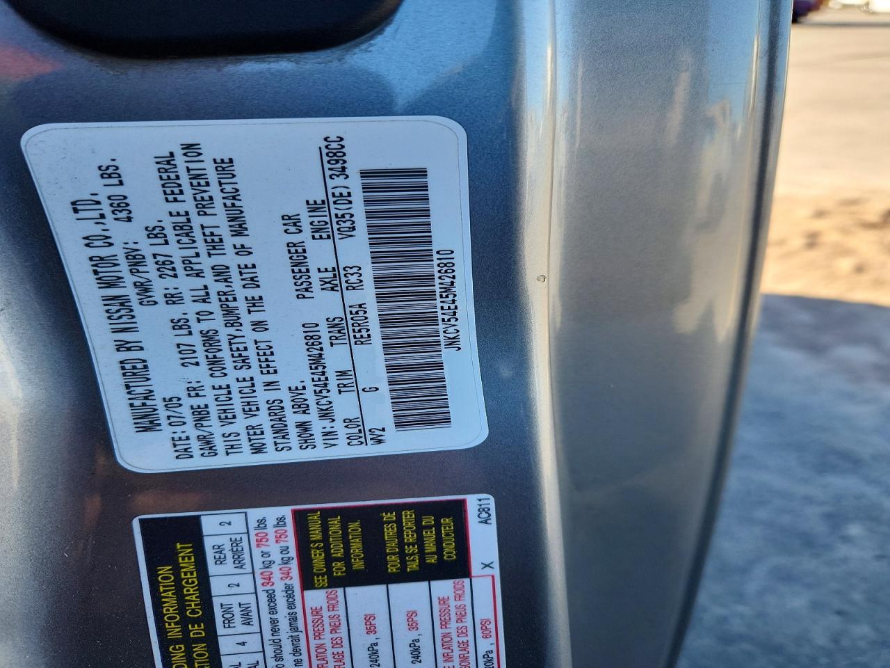 2005 Infiniti G35 Silver vin: JNKCV54E45M426810