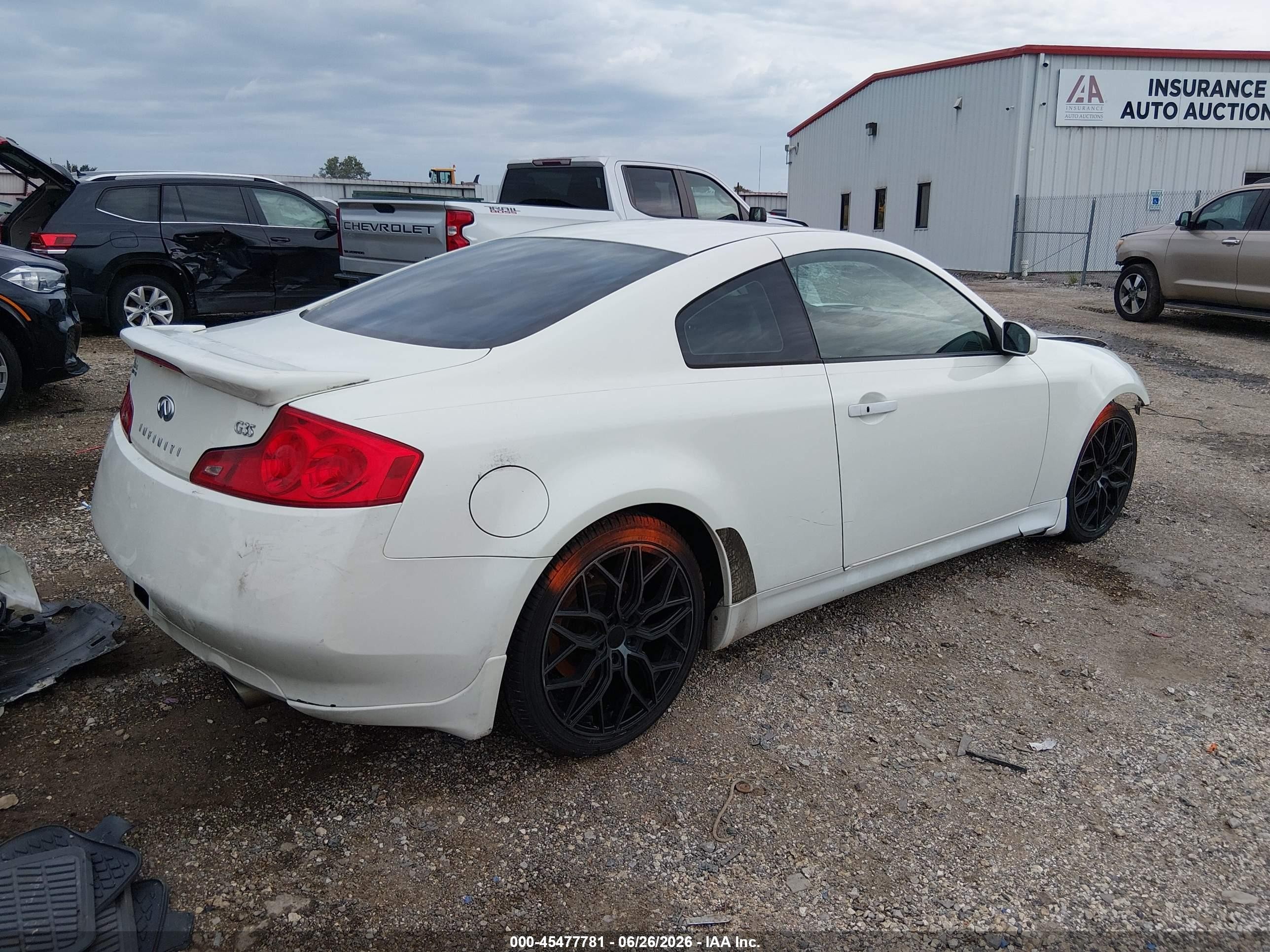 2007 Infiniti G35   White vin: JNKCV54E47M903268