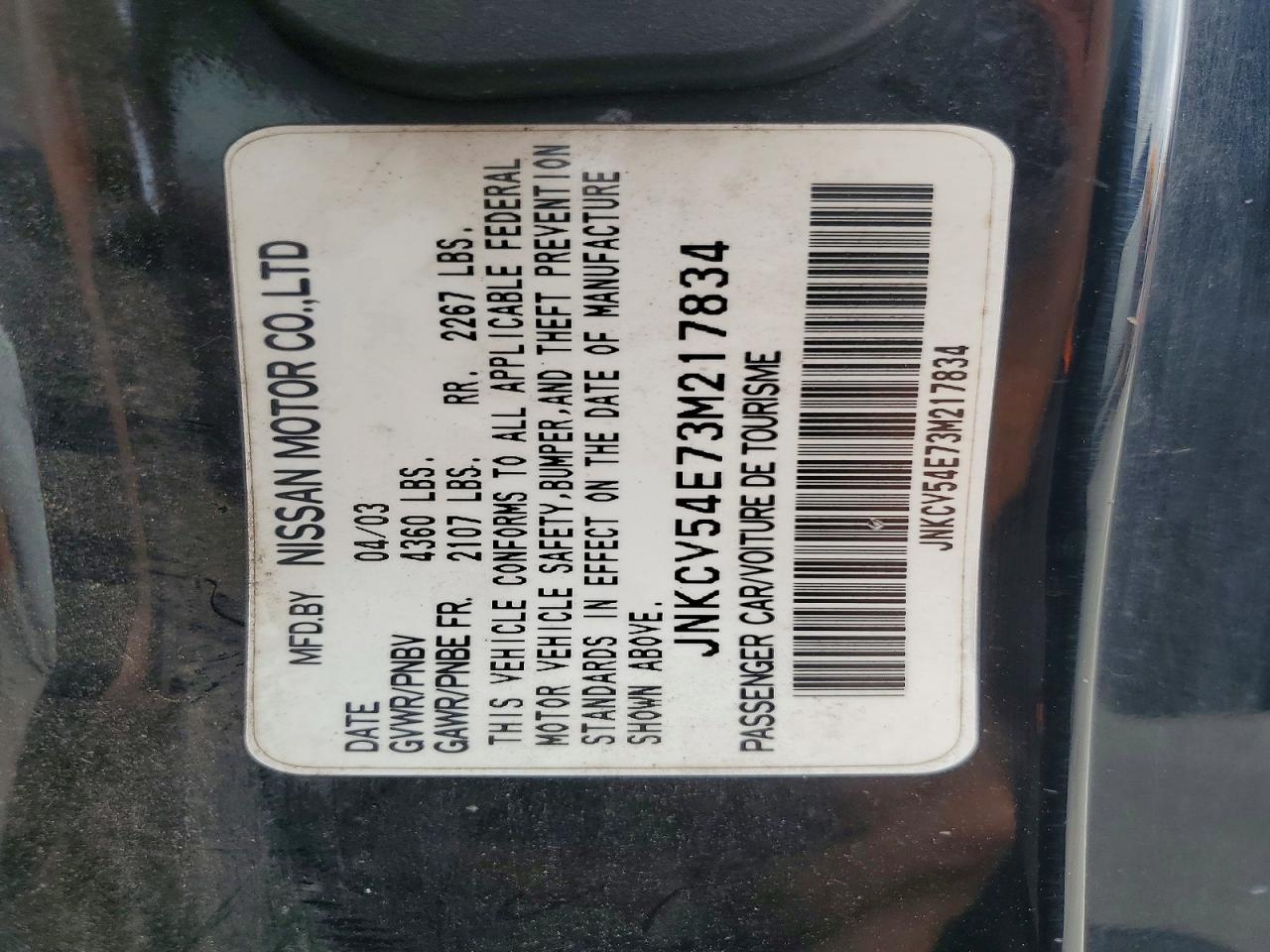 2003 Infiniti G35 Base Black vin: JNKCV54E73M217834