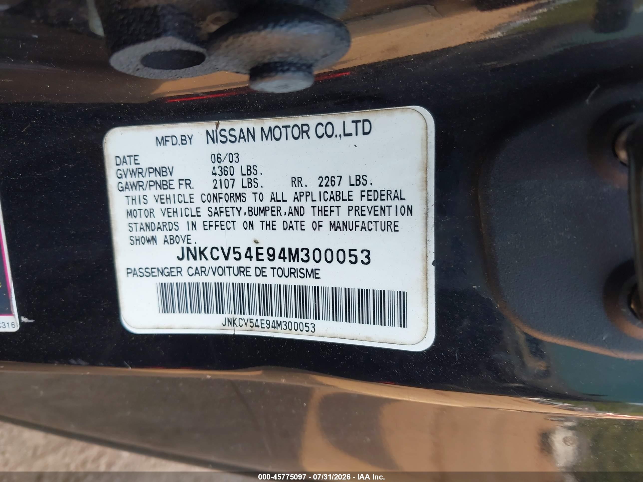 2004 Infiniti G35   Black vin: JNKCV54E94M300053