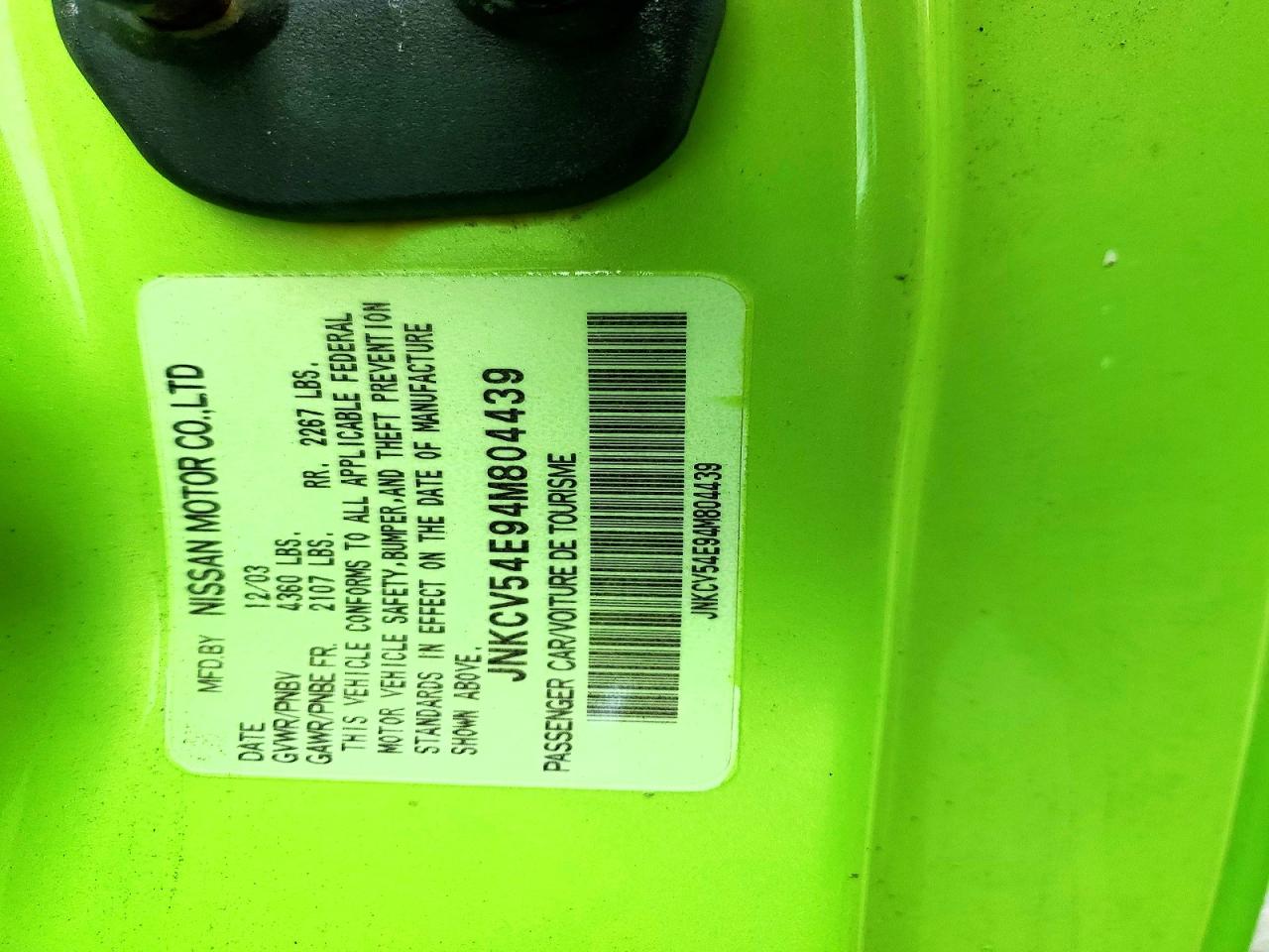 2004 Infiniti G35 Base Green vin: JNKCV54E94M804439