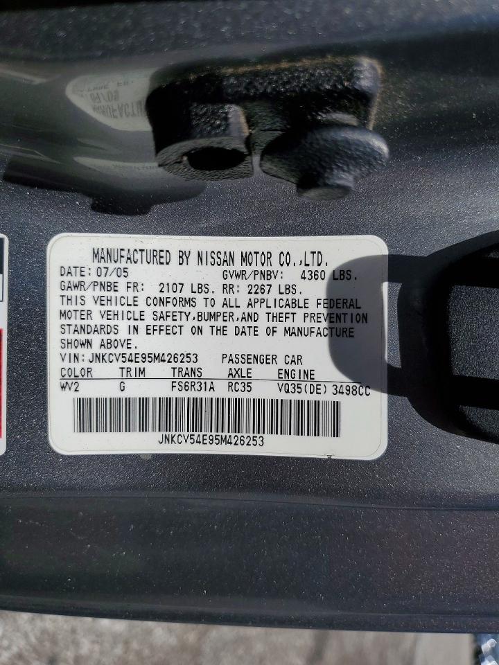 2005 Infiniti G35 Base Silver vin: JNKCV54E95M426253