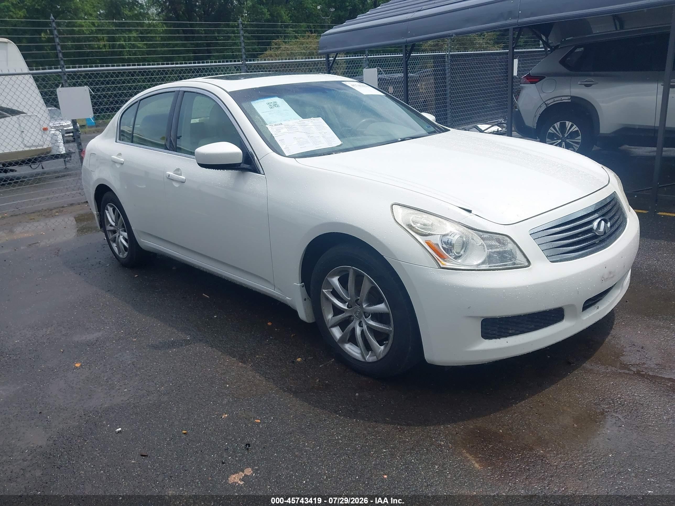 2009 Infiniti G37x   Белый vin: JNKCV61F99M355581