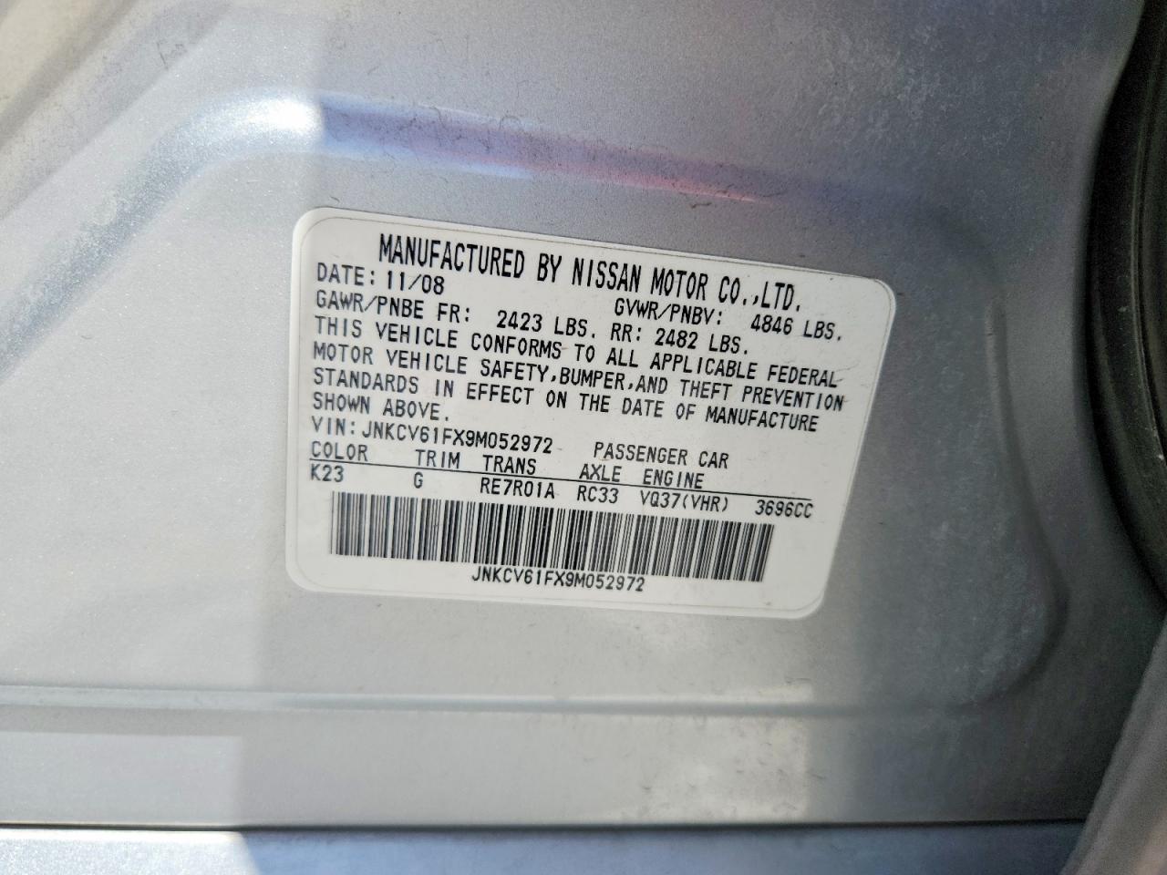 2009 Infiniti G37 Sedan X Silver vin: JNKCV61FX9M052972