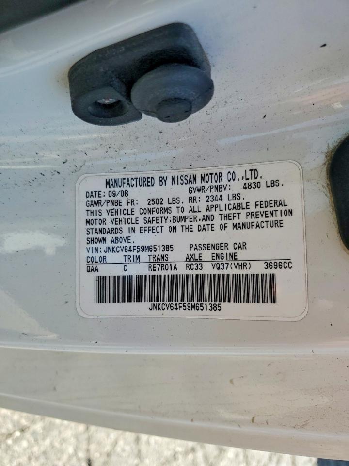2009 Infiniti G37 Coupe X White vin: JNKCV64F59M651385