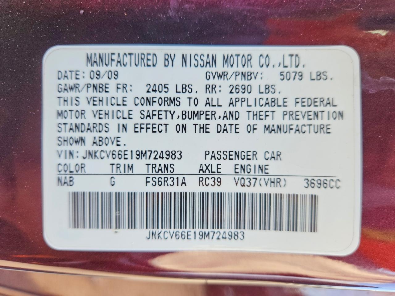 2009 Infiniti G37 Convertible Base Purple vin: JNKCV66E19M724983
