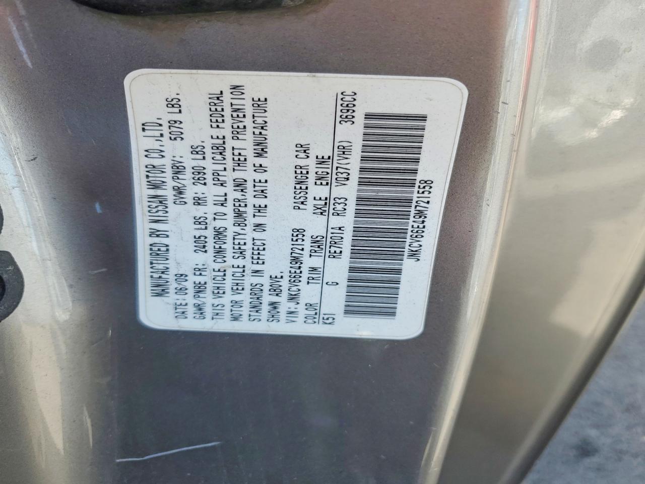 2009 Infiniti G37 Convertible Base Silver vin: JNKCV66E49M721558