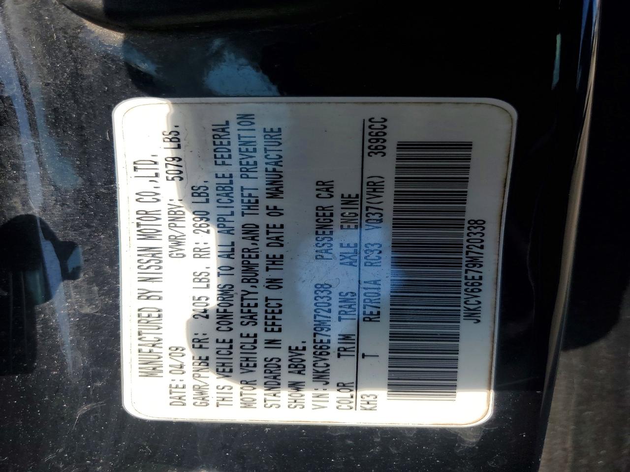 2009 Infiniti G37 Convertible Base Black vin: JNKCV66E79M720338