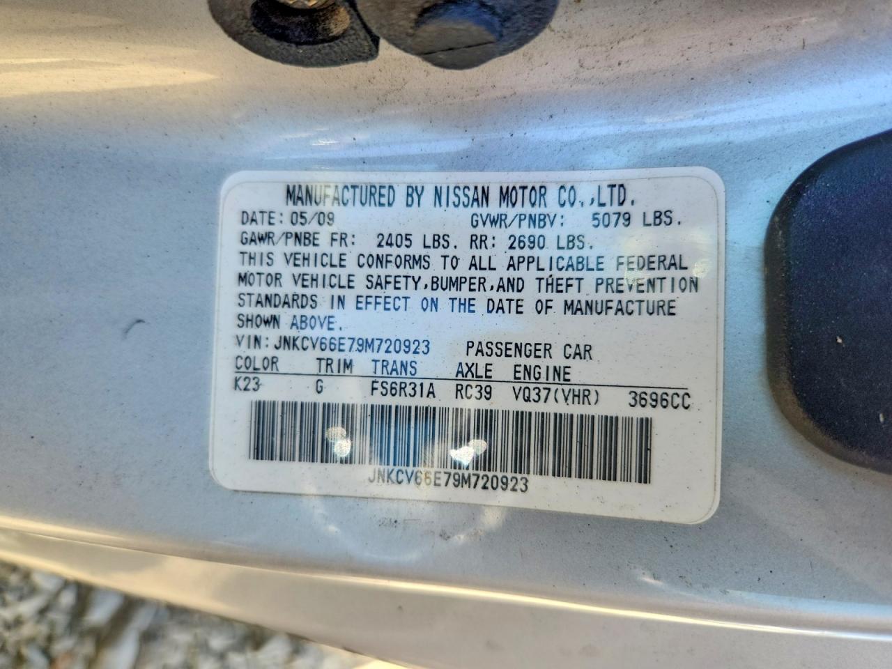 2009 Infiniti G37 Convertible Base Silver vin: JNKCV66E79M720923