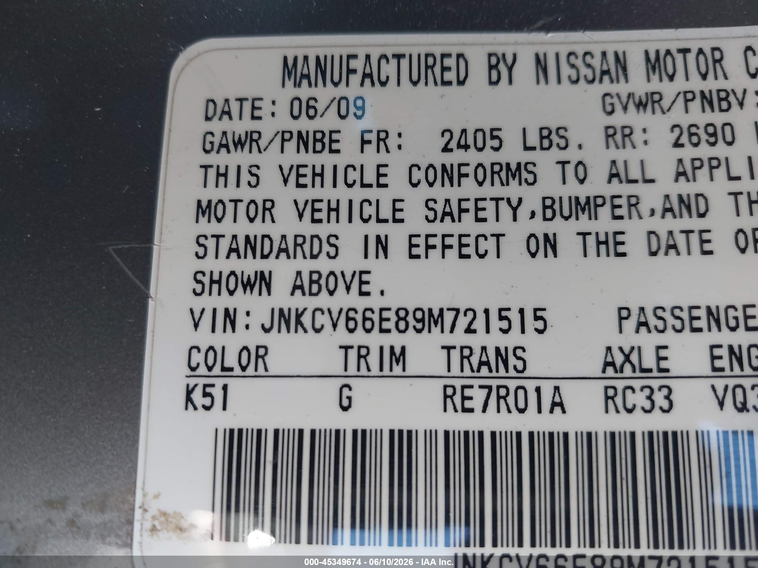 2009 Infiniti G37 Gray vin: JNKCV66E89M721515