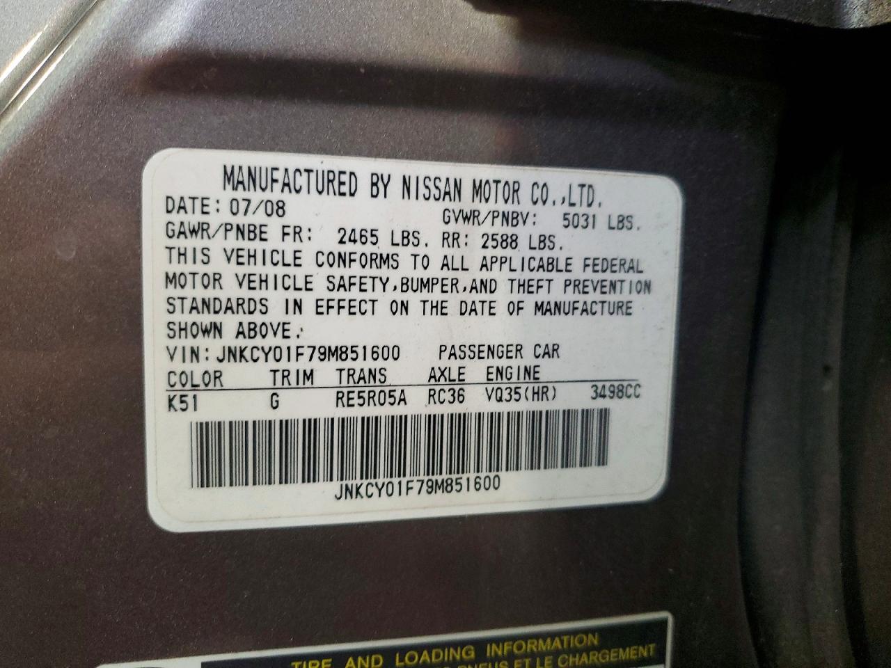 2009 Infiniti M35 X Gray vin: JNKCY01F79M851600