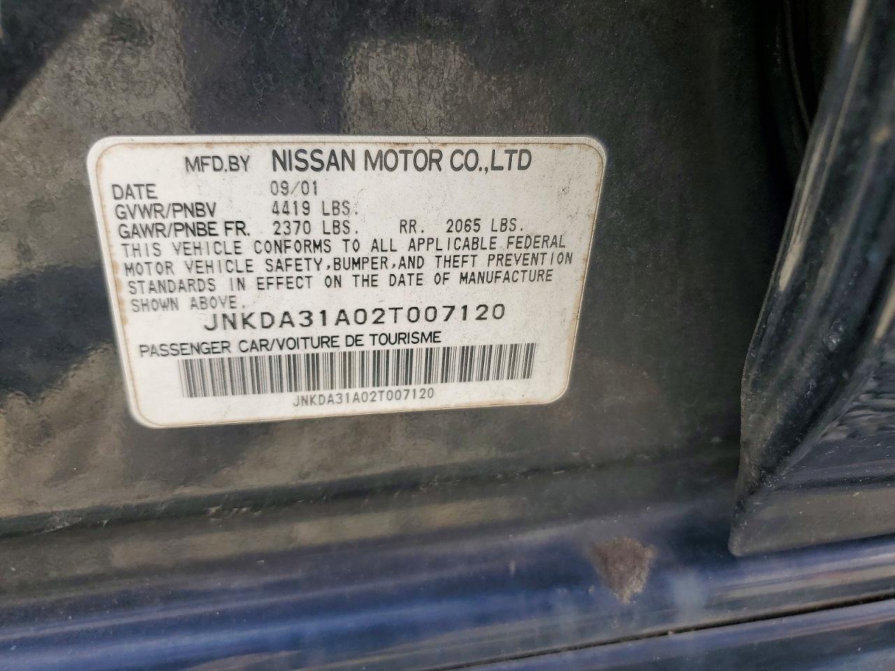 2002 Infiniti I35 Base Black vin: JNKDA31A02T007120