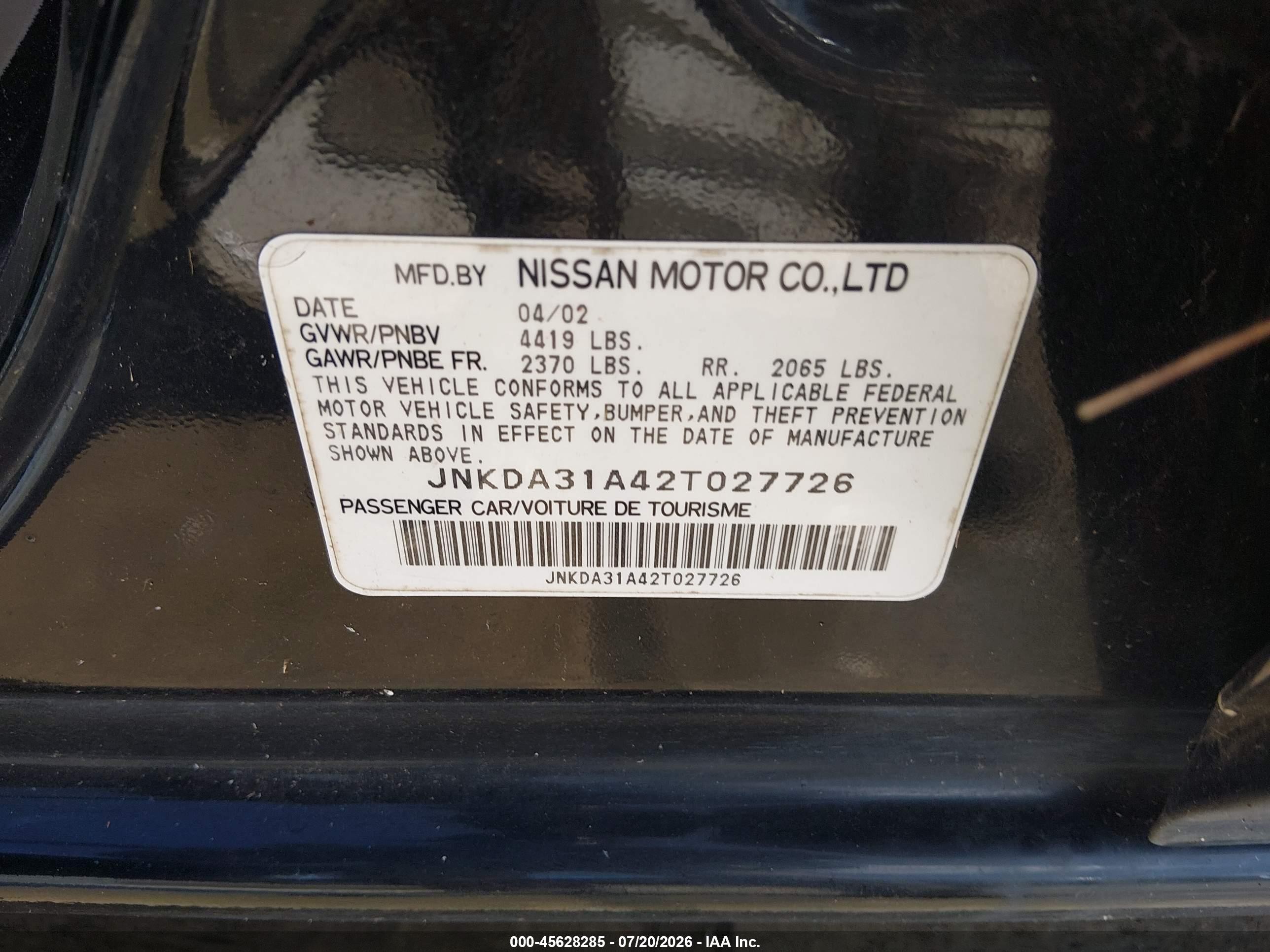 2002 Infiniti I35 Luxury Black vin: JNKDA31A42T027726