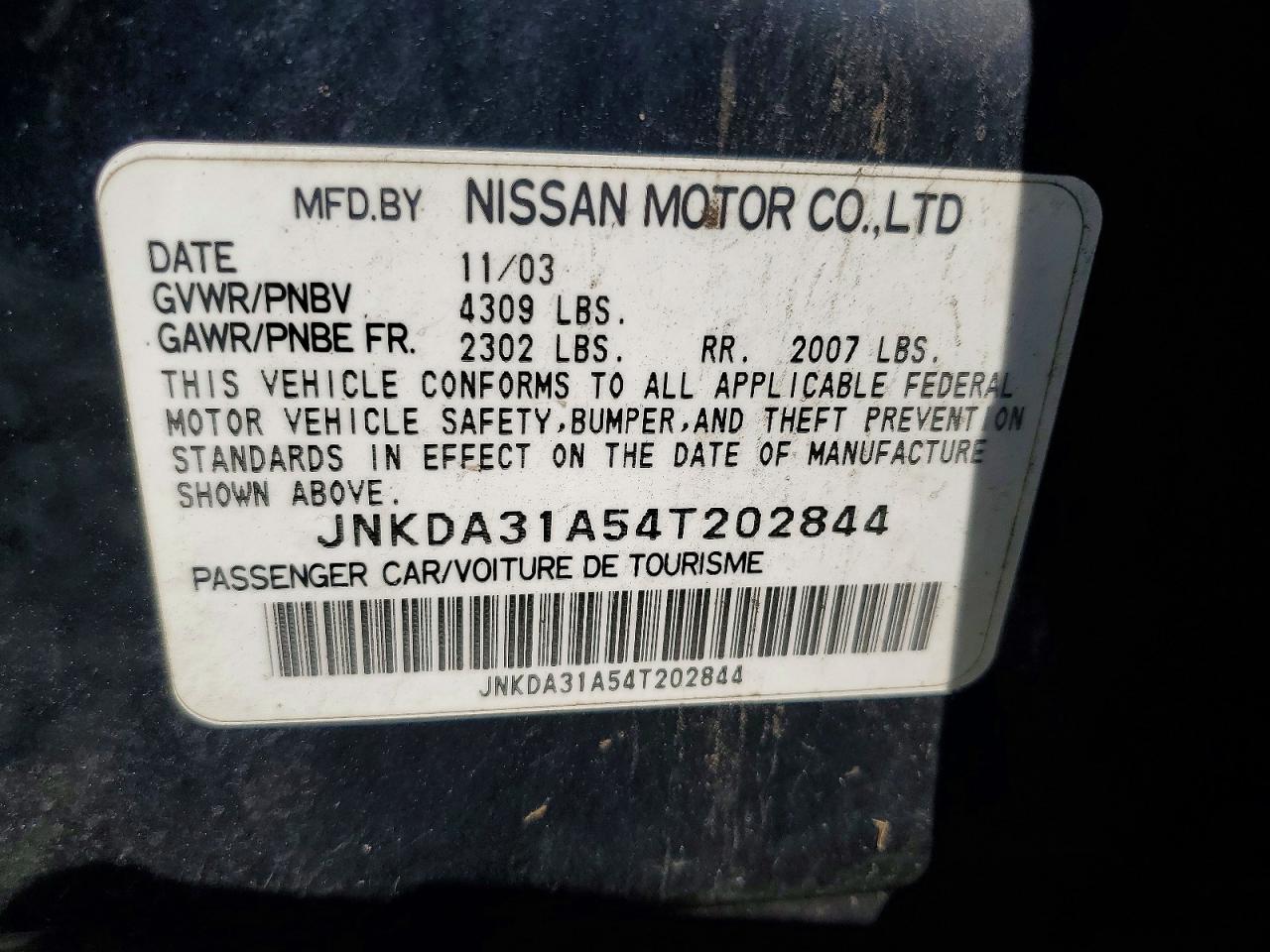 2004 Infiniti I35 Base Blue vin: JNKDA31A54T202844