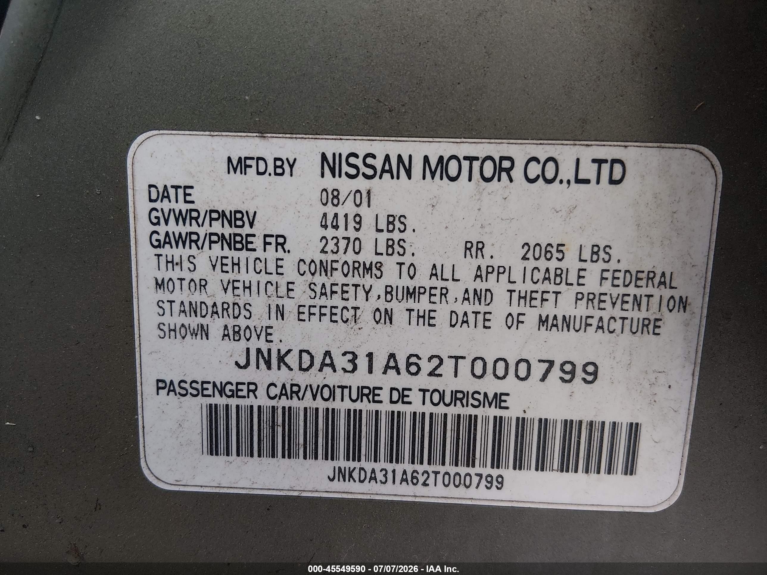 2002 Infiniti I35 Luxury Green vin: JNKDA31A62T000799