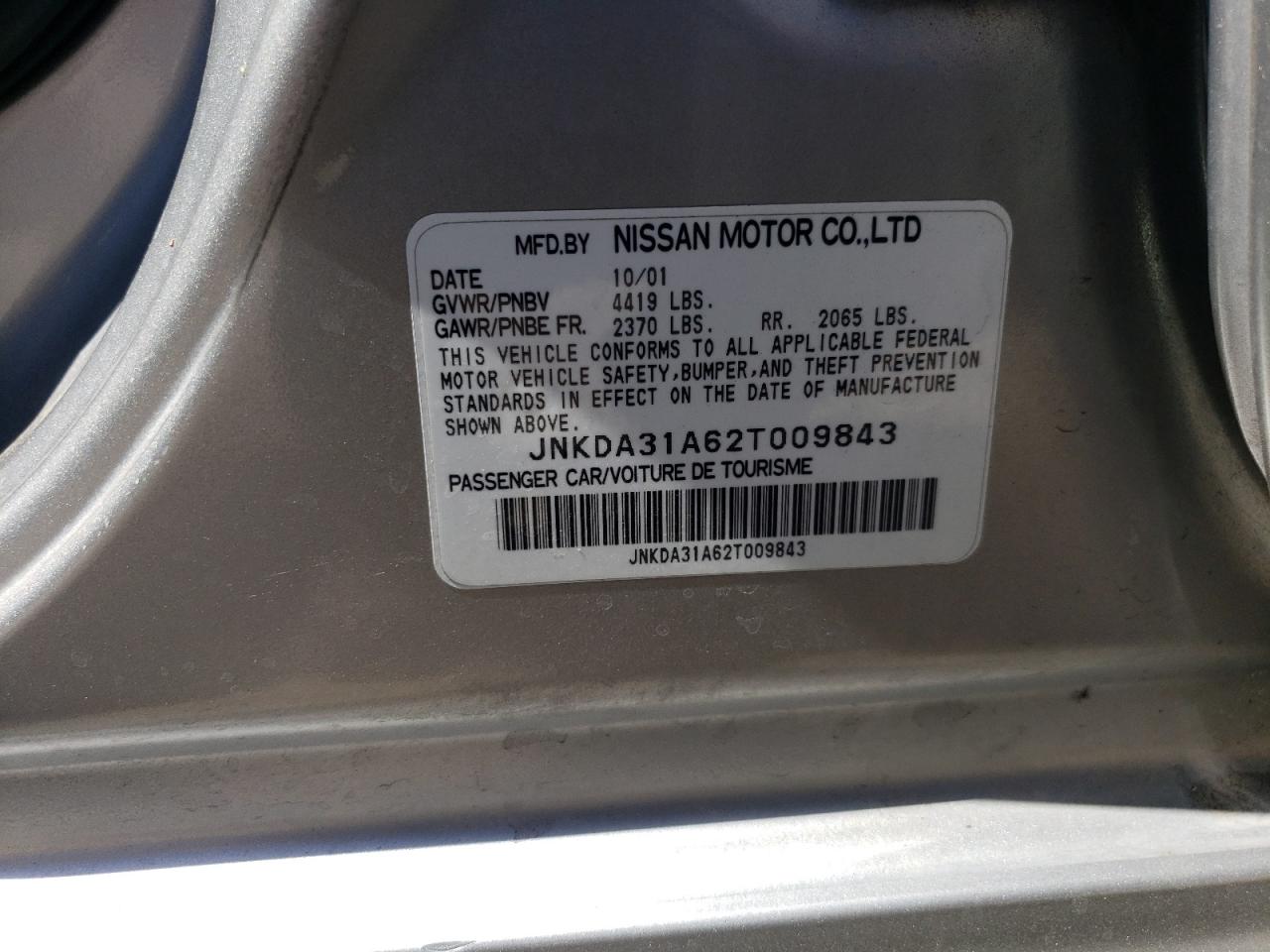 2002 Infiniti I35 Silver vin: JNKDA31A62T009843