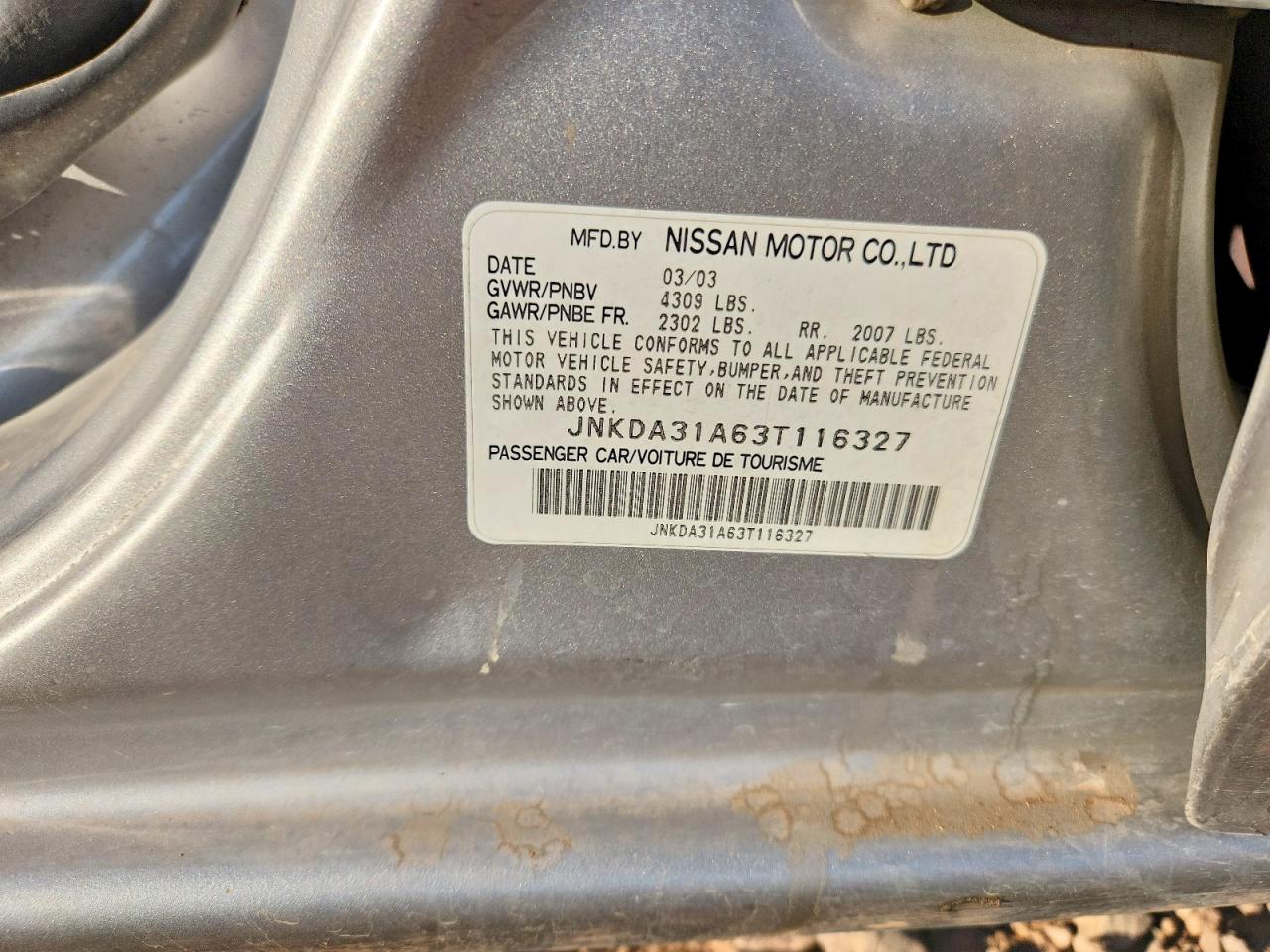 2003 Infiniti I35 Base Silver vin: JNKDA31A63T116327