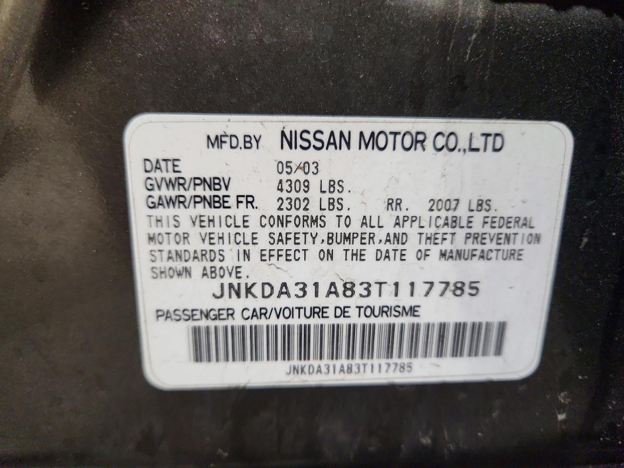 2003 Infiniti I35 Base Gold vin: JNKDA31A83T117785