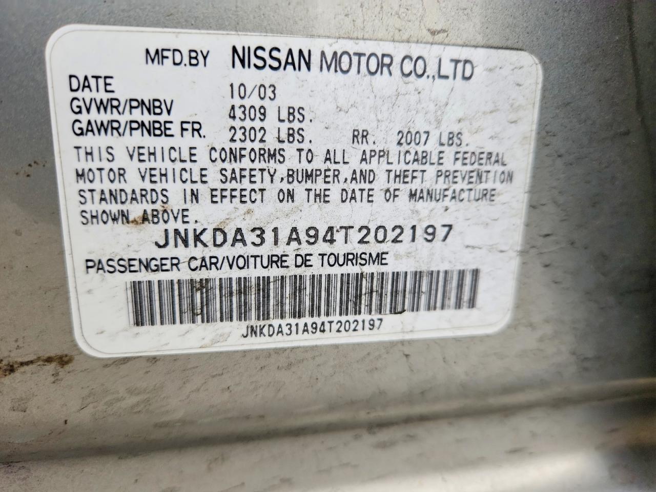 2004 Infiniti I35 Base Золотой vin: JNKDA31A94T202197