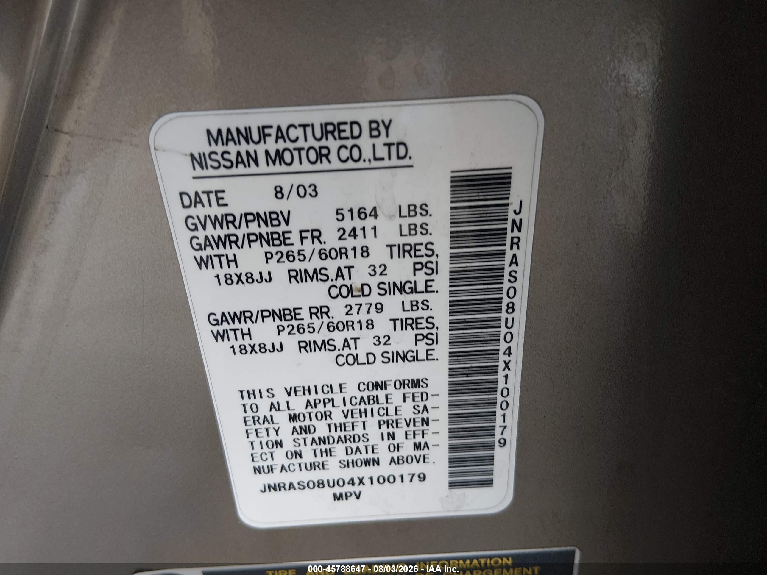 2004 Infiniti Fx35   Gold vin: JNRAS08U04X100179