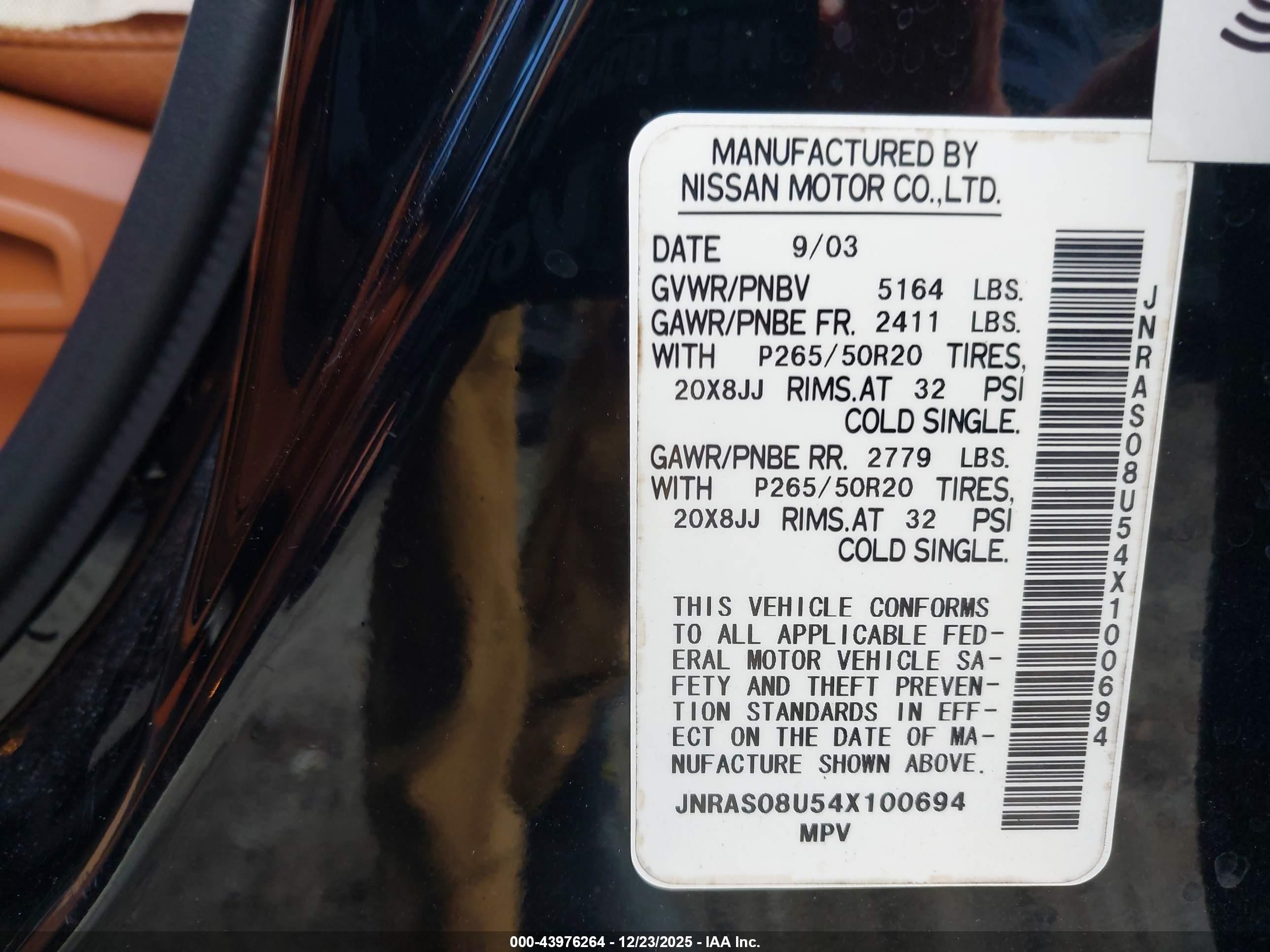 2004 Infiniti Fx35   Black vin: JNRAS08U54X100694