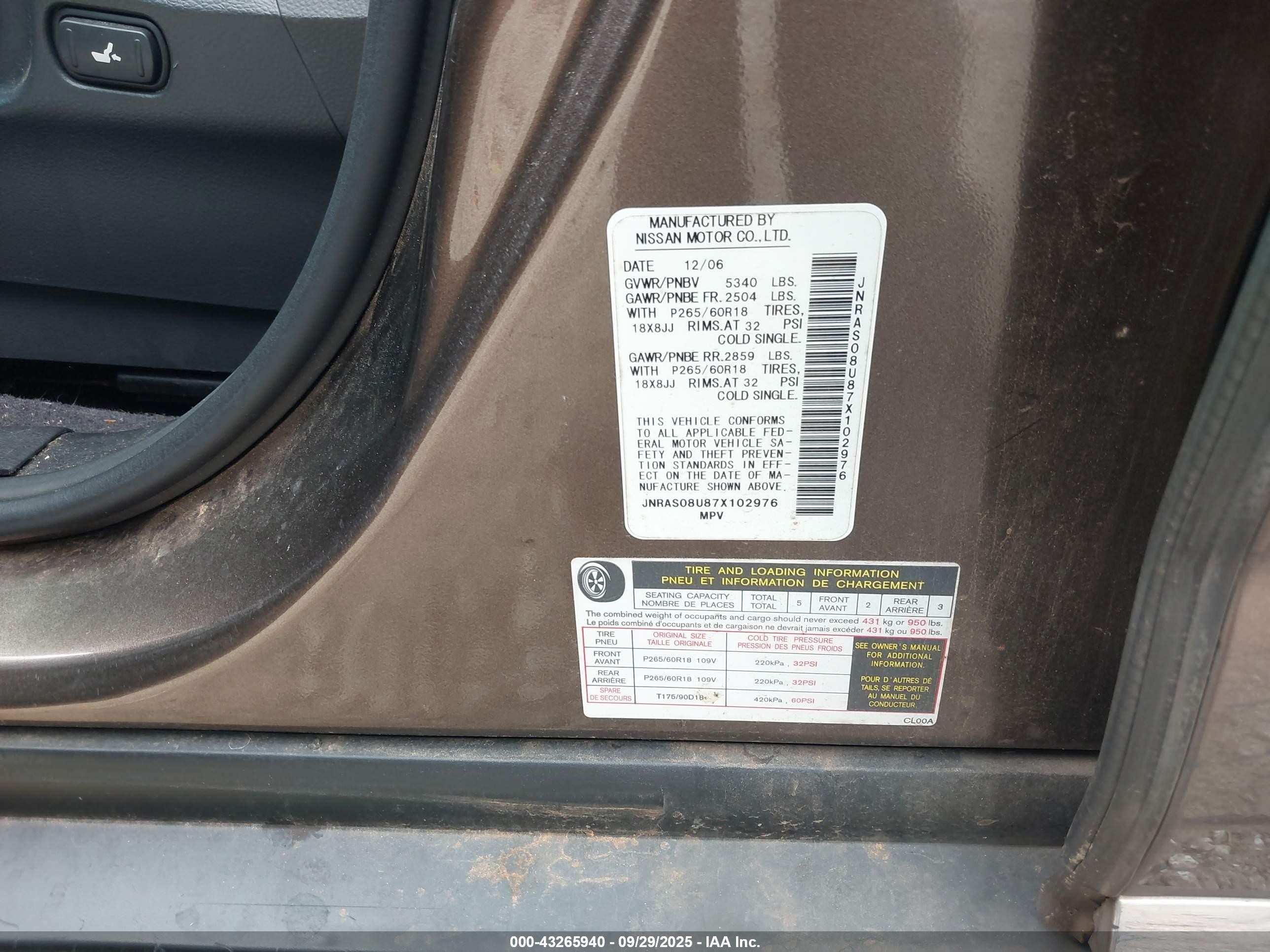 2007 Infiniti Fx35   Pewter vin: JNRAS08U87X102976