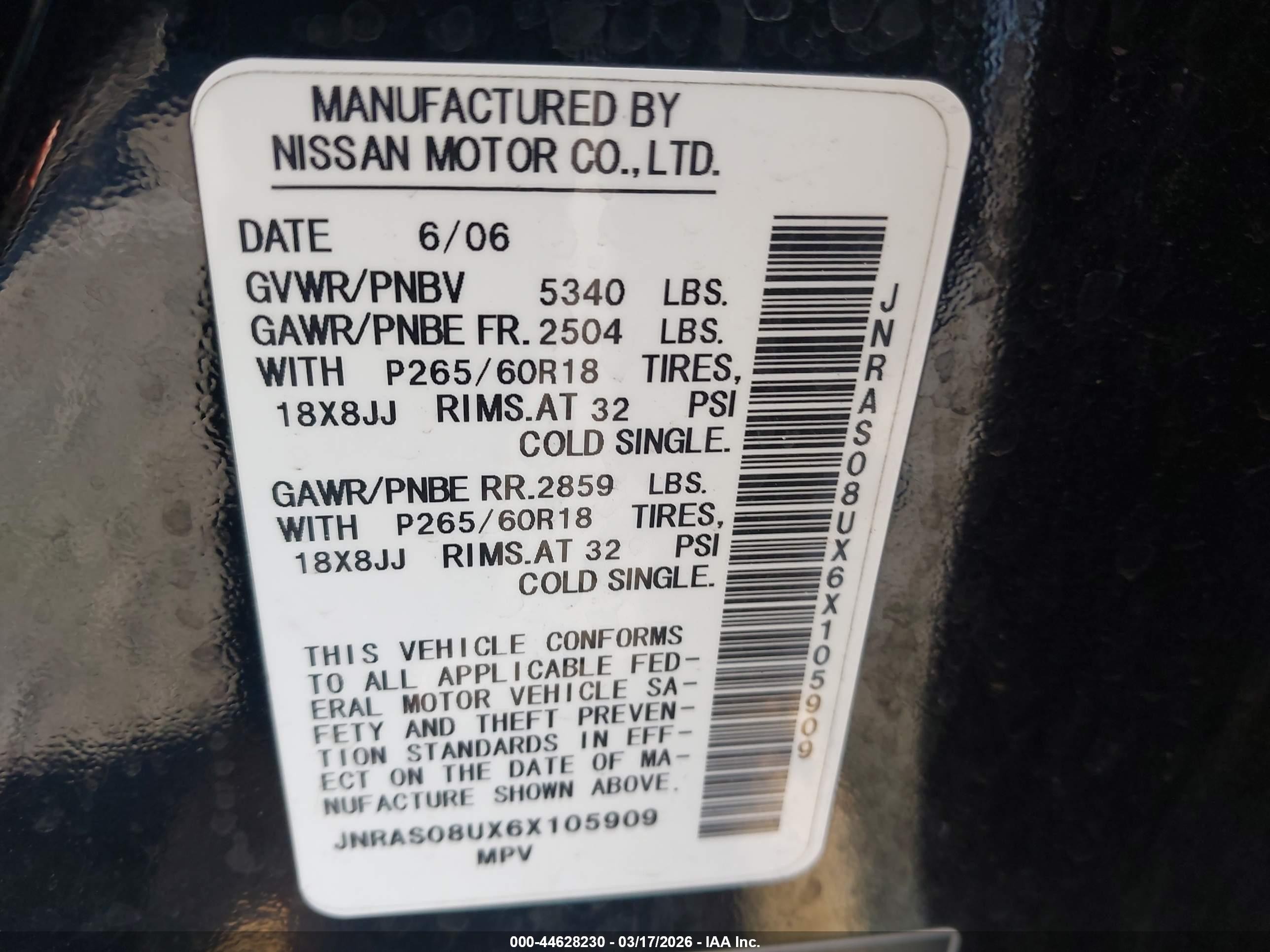 2006 Infiniti Fx35   Черный vin: JNRAS08UX6X105909