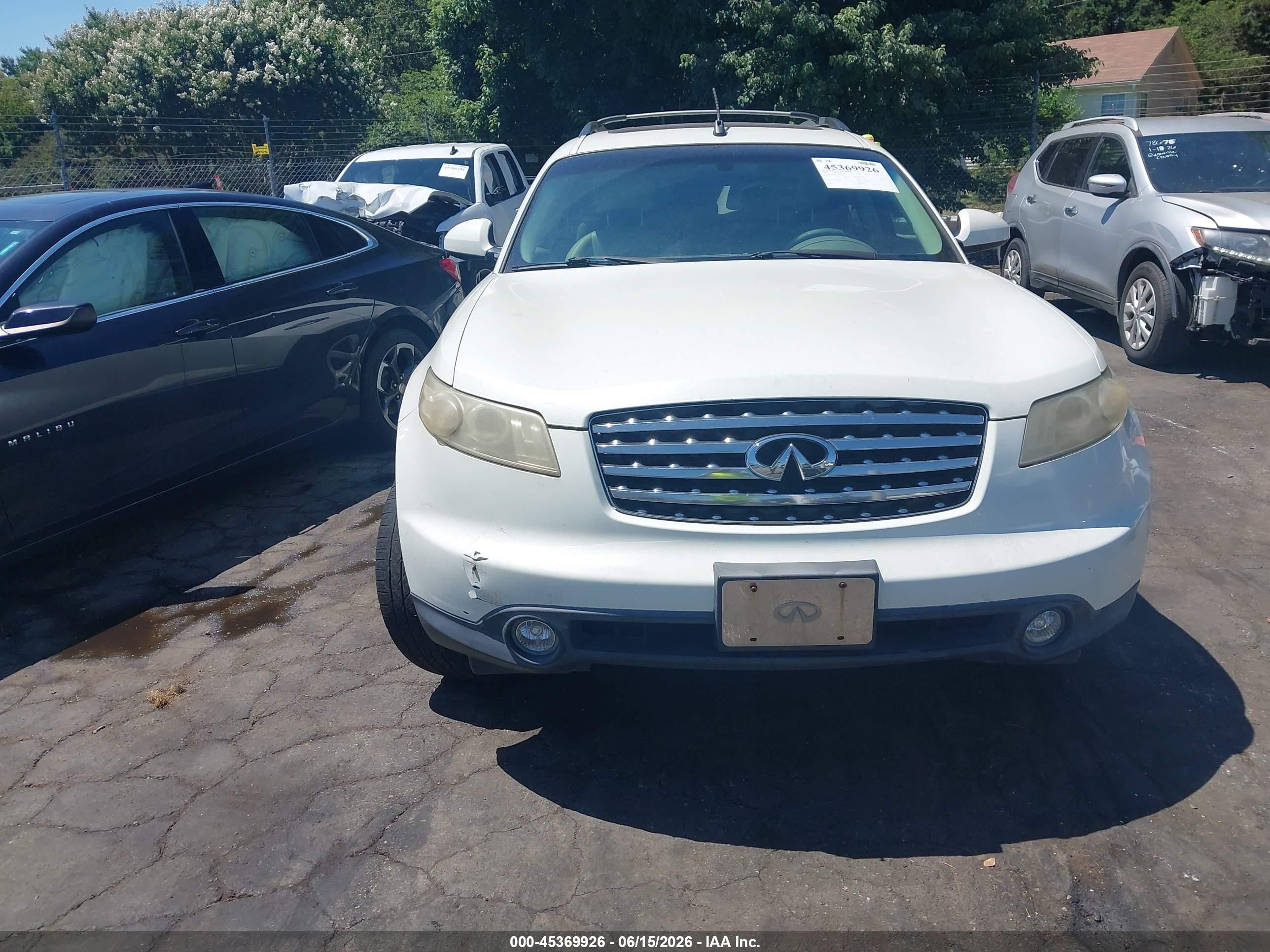2005 Infiniti Fx35   White vin: JNRAS08W45X206492